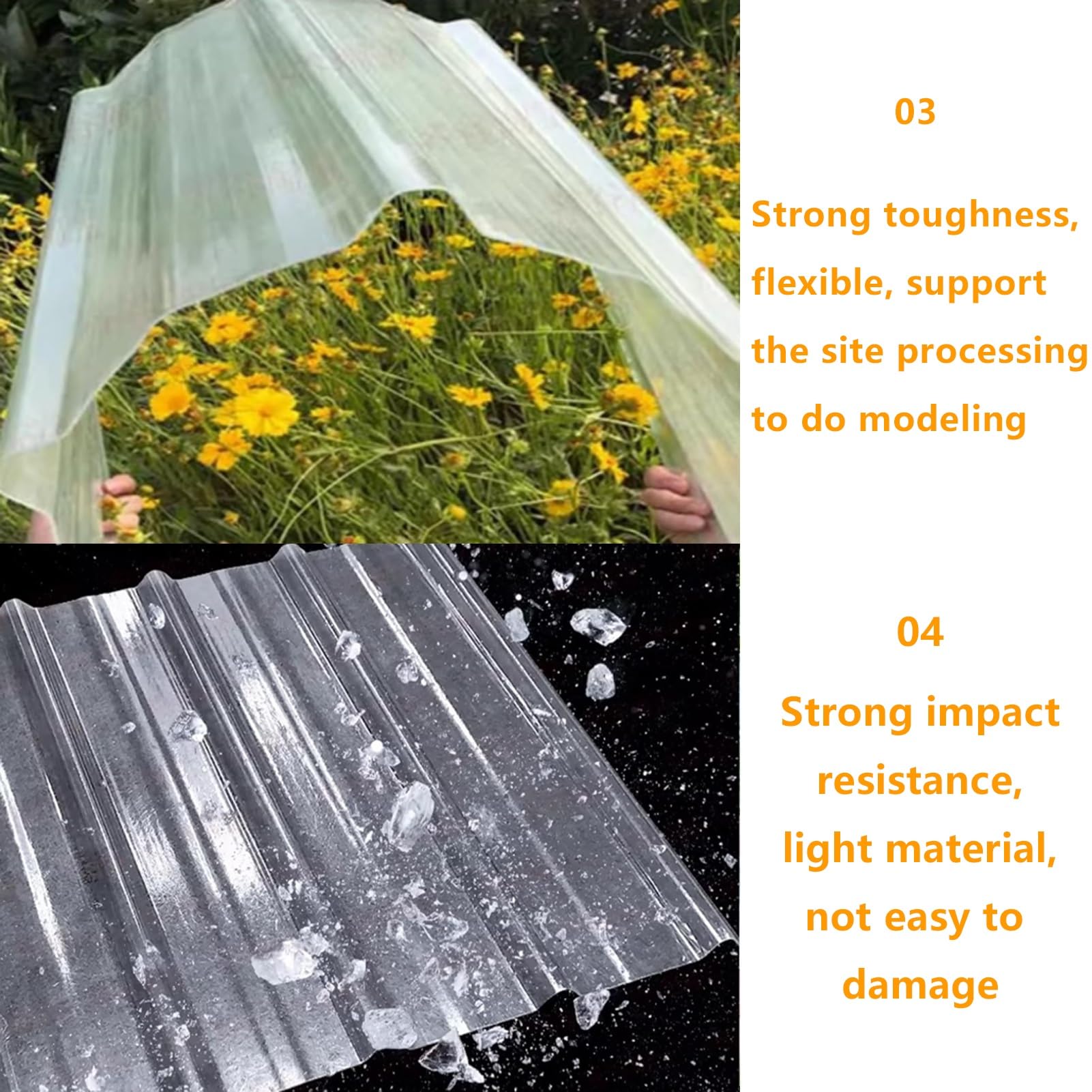Lámina Techo Policarbonato Transparente para Pérgola Toldo Carport Refugio Invernadero Cobertizo 1PCS Multiuso Exterior y Terraza(0.9x1.2m (35x47in))