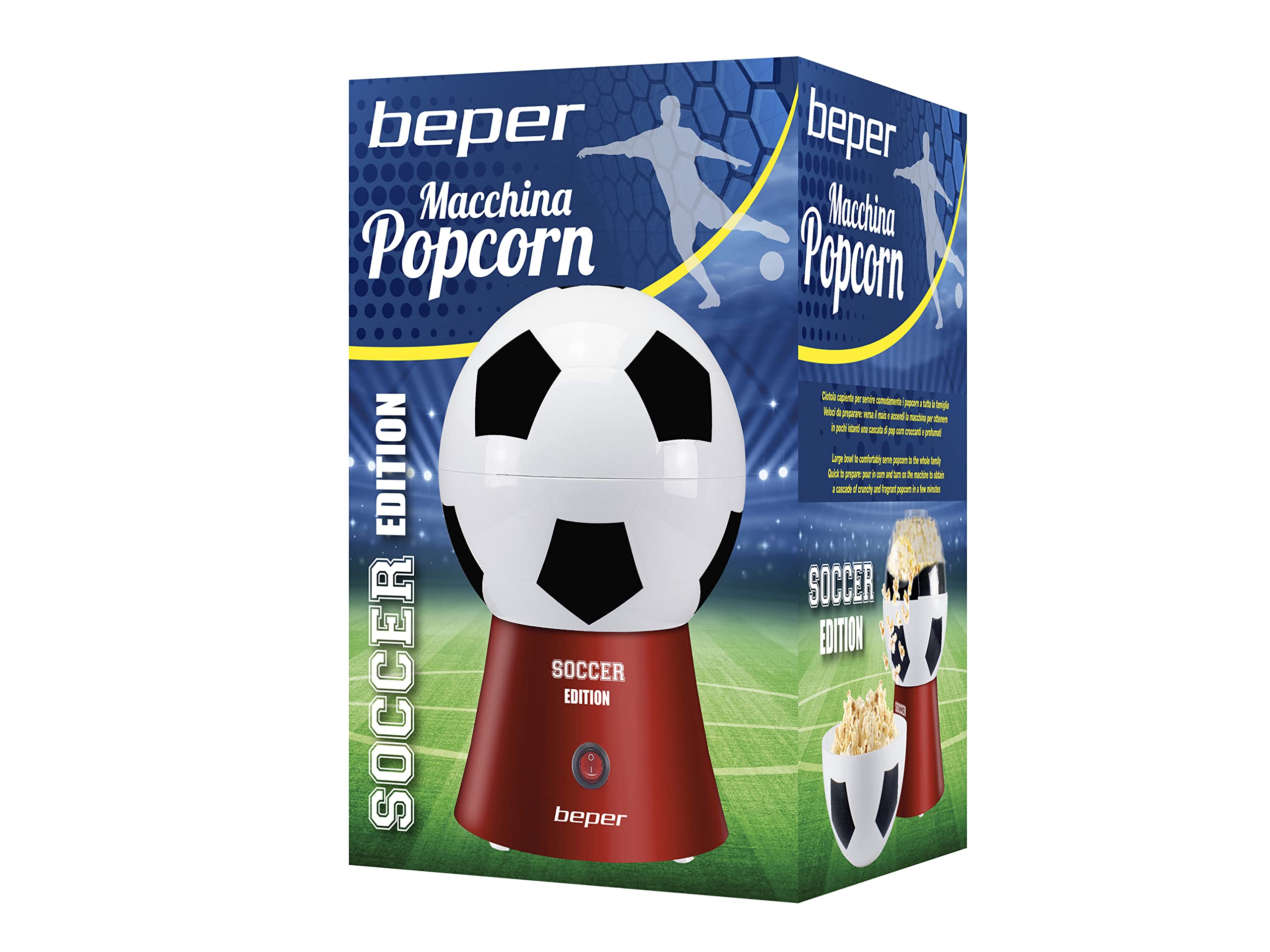 BEPER P101CUD051 Maszyna do popcornu Football Edition - beztłuszczowa maszyna do popcornu w 3 minuty