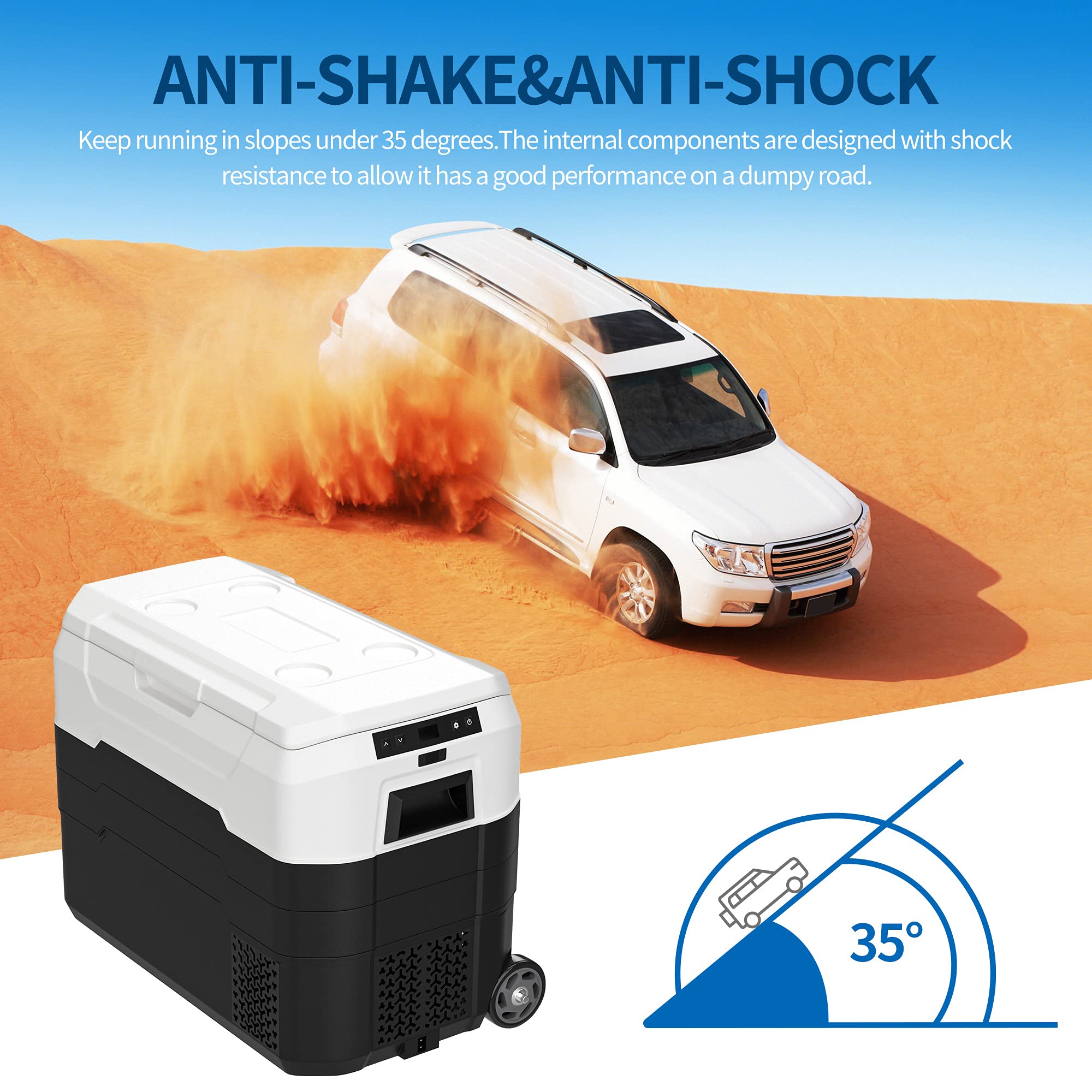 42.5 Quarts Electric Car Refrigerator Freezer AC/DC Compressor Cooler ...