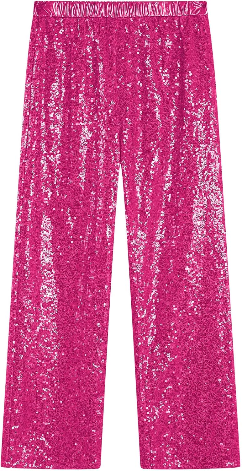 Hularka Kids Girls Sequins Dance Pants Jazz Hip Hop Street Dance Trousers Party Sweatpants Competition Dancewear