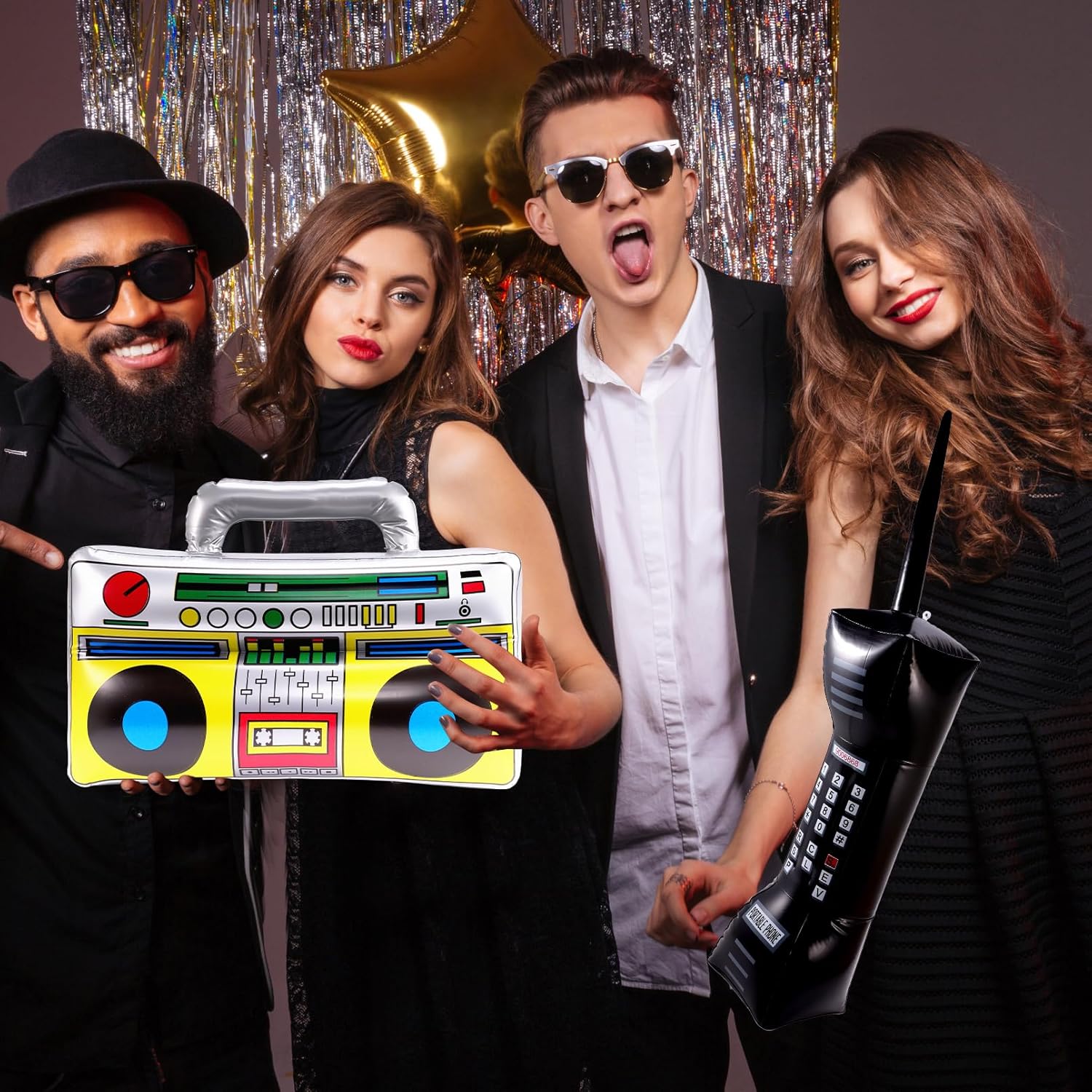 6 Pieces Inflatable Radio Boombox Inflatable Mobile Phone,80's 90's Party Decoration,Retro Inflatable Mobile Phone,Inflatable Radio Props for Hip Hop Theme Party Birthday Party Supplies - Image 5