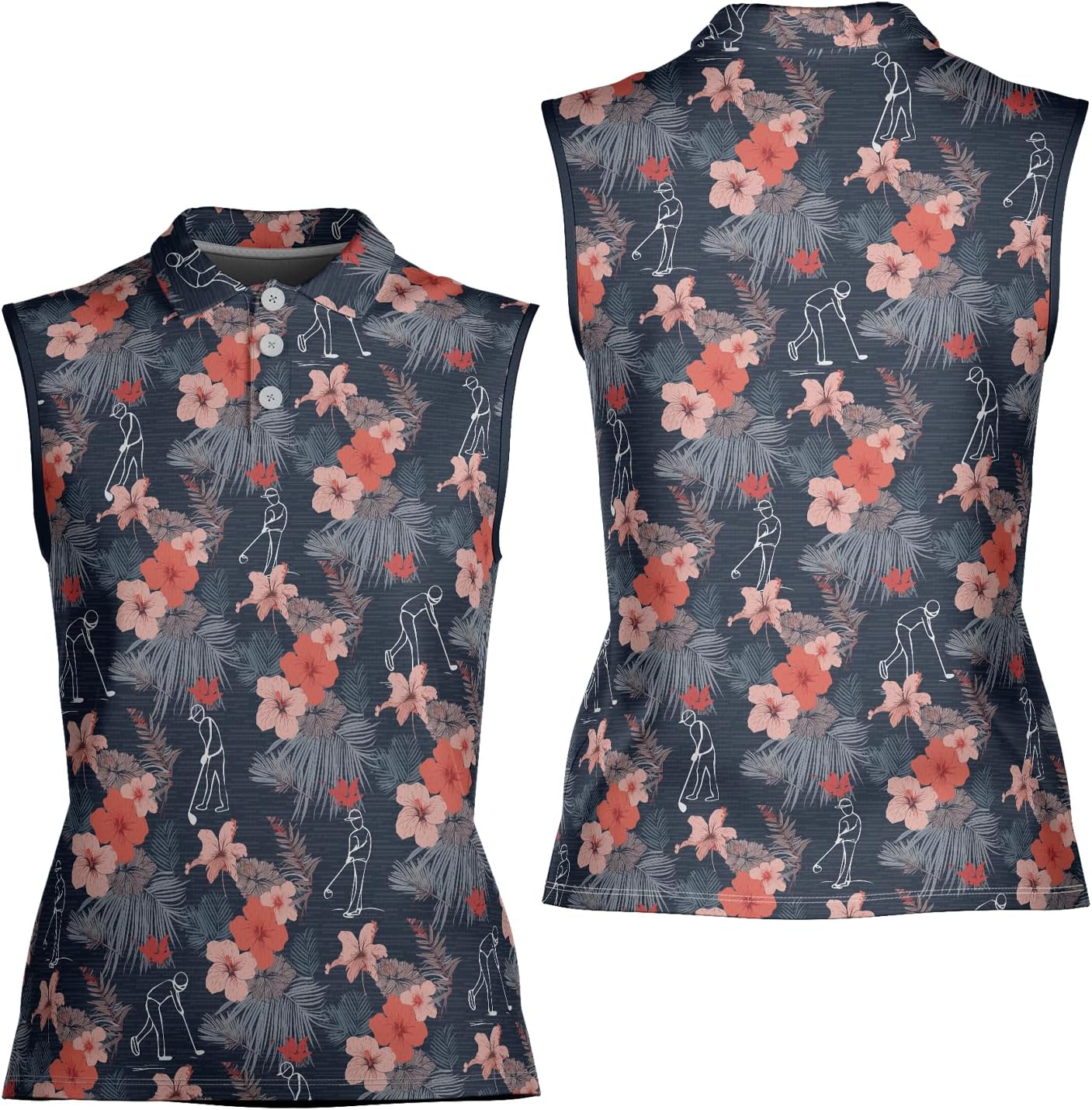 Camelliaa Shop Personalized Name Golf Friends Women's Sleeveless Performance Polo Shirt, Golf Polo for Girl Groups, Girl Team