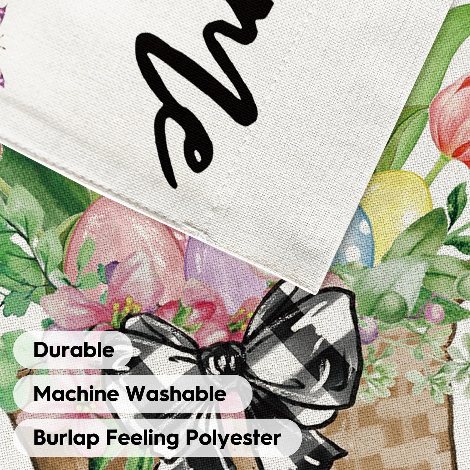 AVOIN colorlife Easter Garden Flag 12x18 Inch Double Sided Outside, Tulip Easter Eggs Bunny Welcome Yard Holiday Flag - Image 7