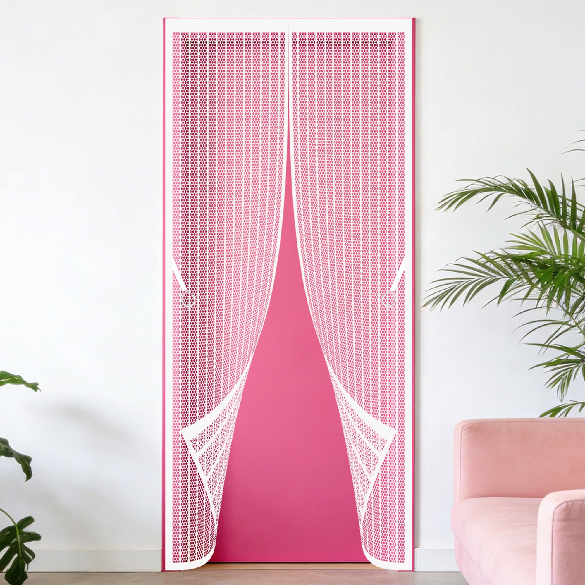 Magnetic Insect Screen Door 122 x 198 cm No Drill Installation Screen Door Keeping Out Flies Bug for Home, Bedroom, Living Room, Kitchen, Patio, White
