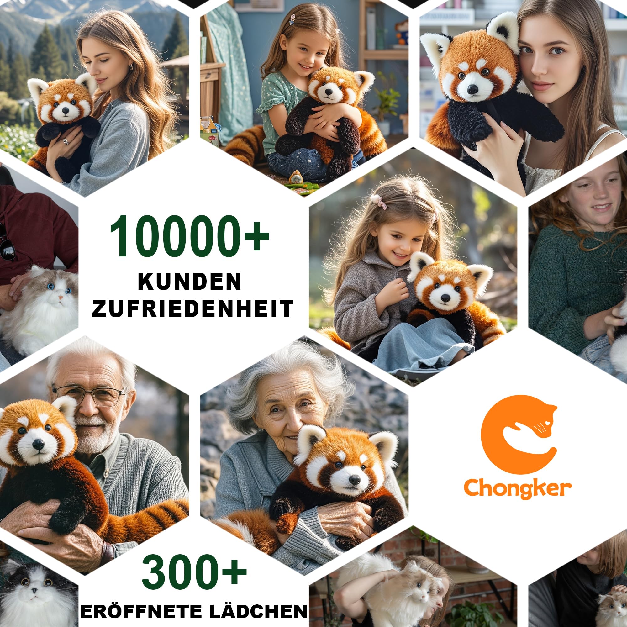 Chongker Plüsch Kuscheltier Roter Panda 70cm – Roter Panda Plüschtier für Erwachsene und Kinder – Flauschiger Stofftier Panda zum Spielen, Sammeln & Kuscheln – Gemütliches Schmusetier