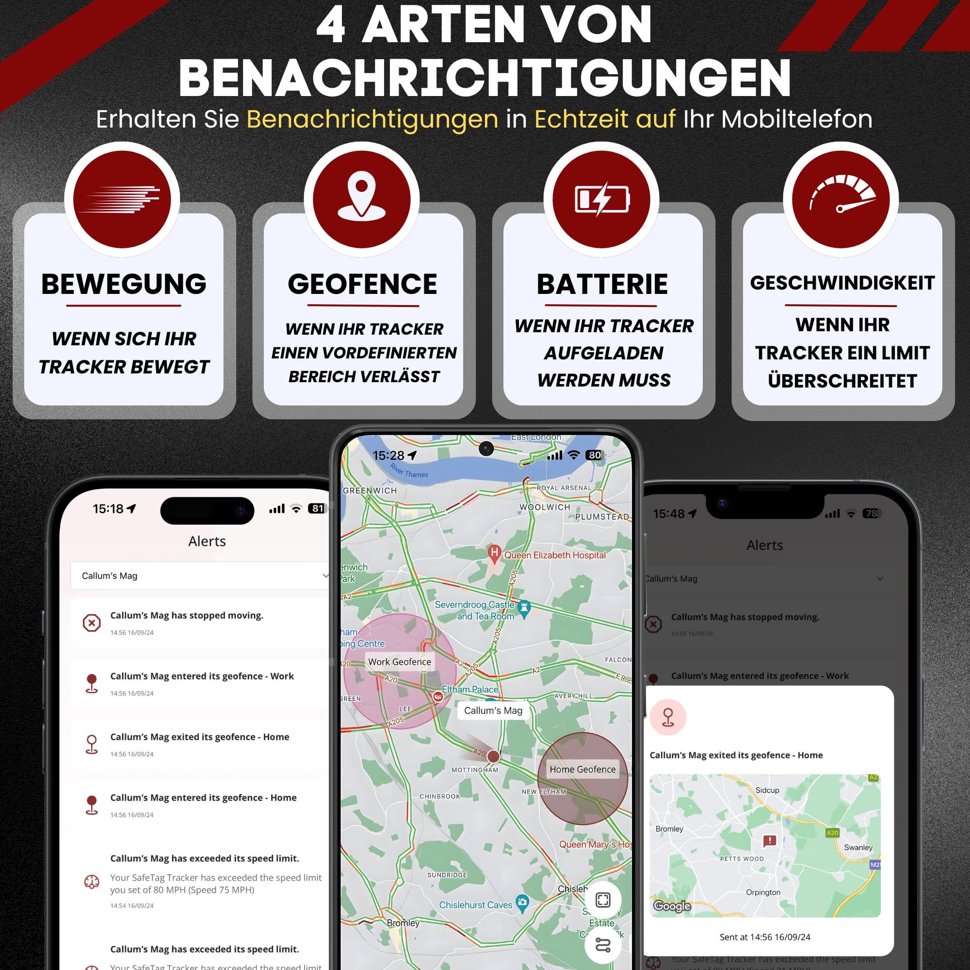 SafeTag Mini 4G – Mini wiederaufladbarer 4G LTE GPS-Tracker, Auto, Motorrad usw. 34–205 Länder, Echtzeit-Tracking, 7-tägige kostenlose Testversion – SIM inklusive, 12 Monate Garantie