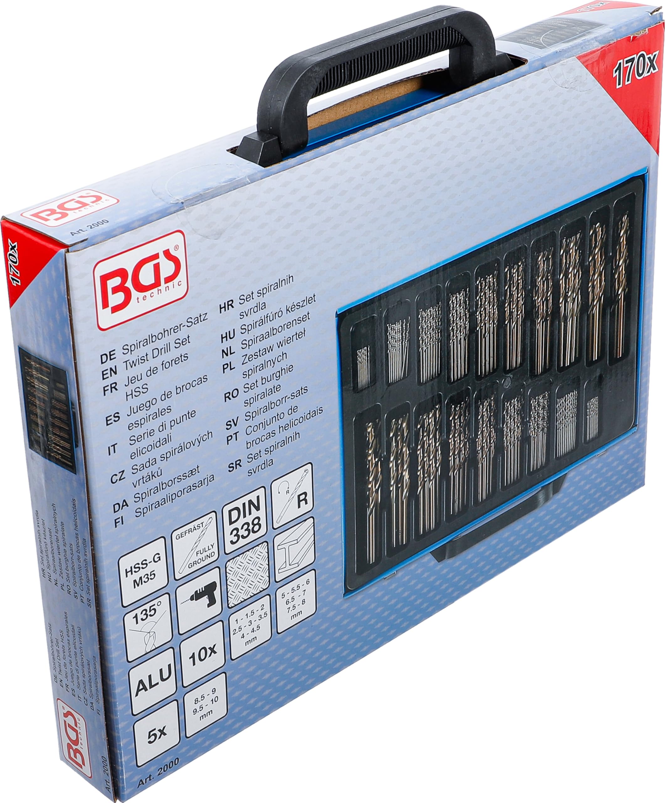 BGS 2000 | Juego de brocas espirales | HSS | aleación de cobalto 5% | 1 - 10 mm | 170 piezas