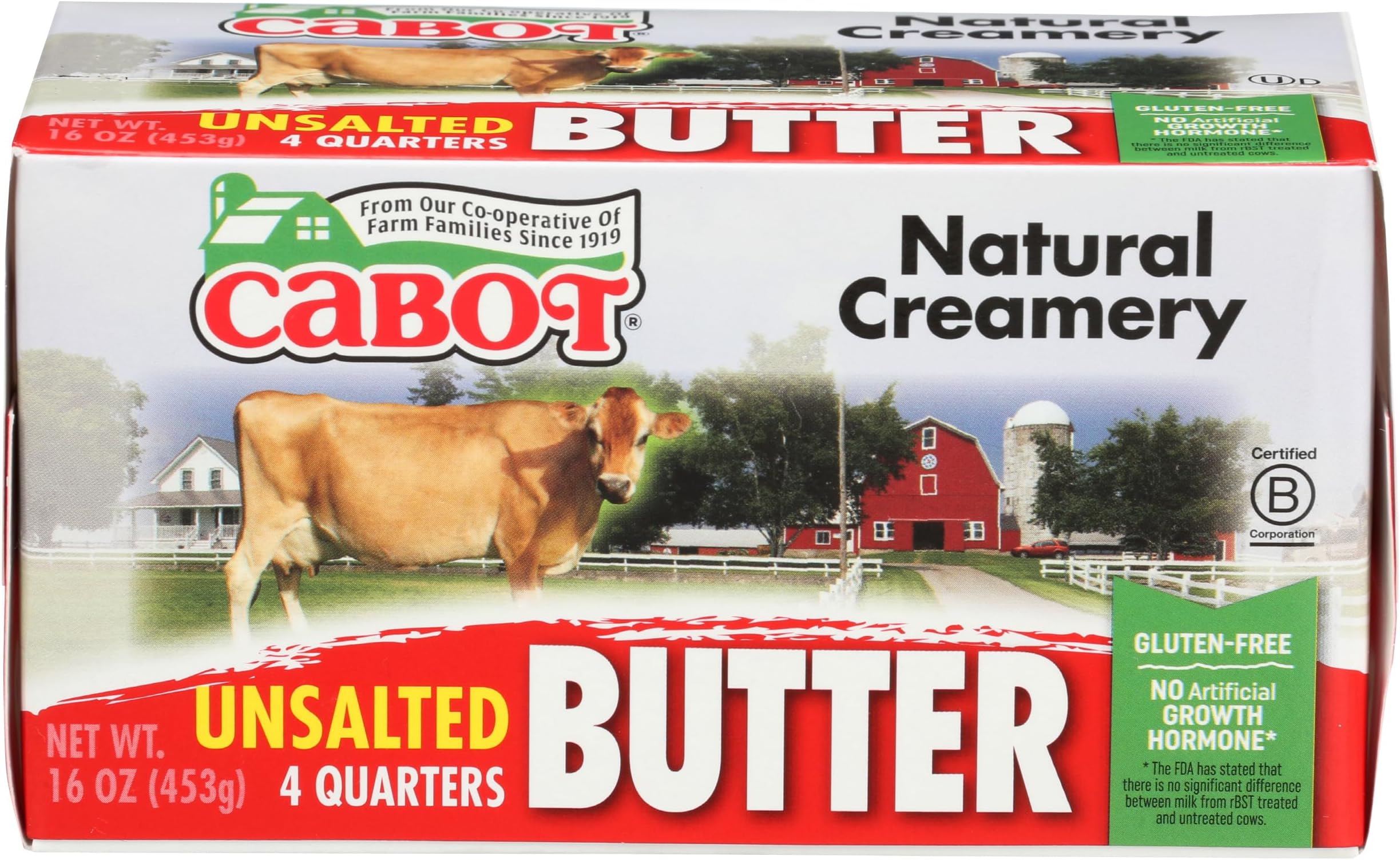 Cabot Creamery Unsalted Butter Sticks 1 lb