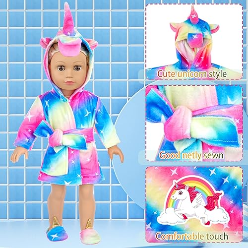 Miniatura 4 de Ropa y accesorios para muñecas de 18 pulgadas juego de saco de dormir para muñecas estadounidenses de 18 pulgadas incluye pijama de unicornio saco