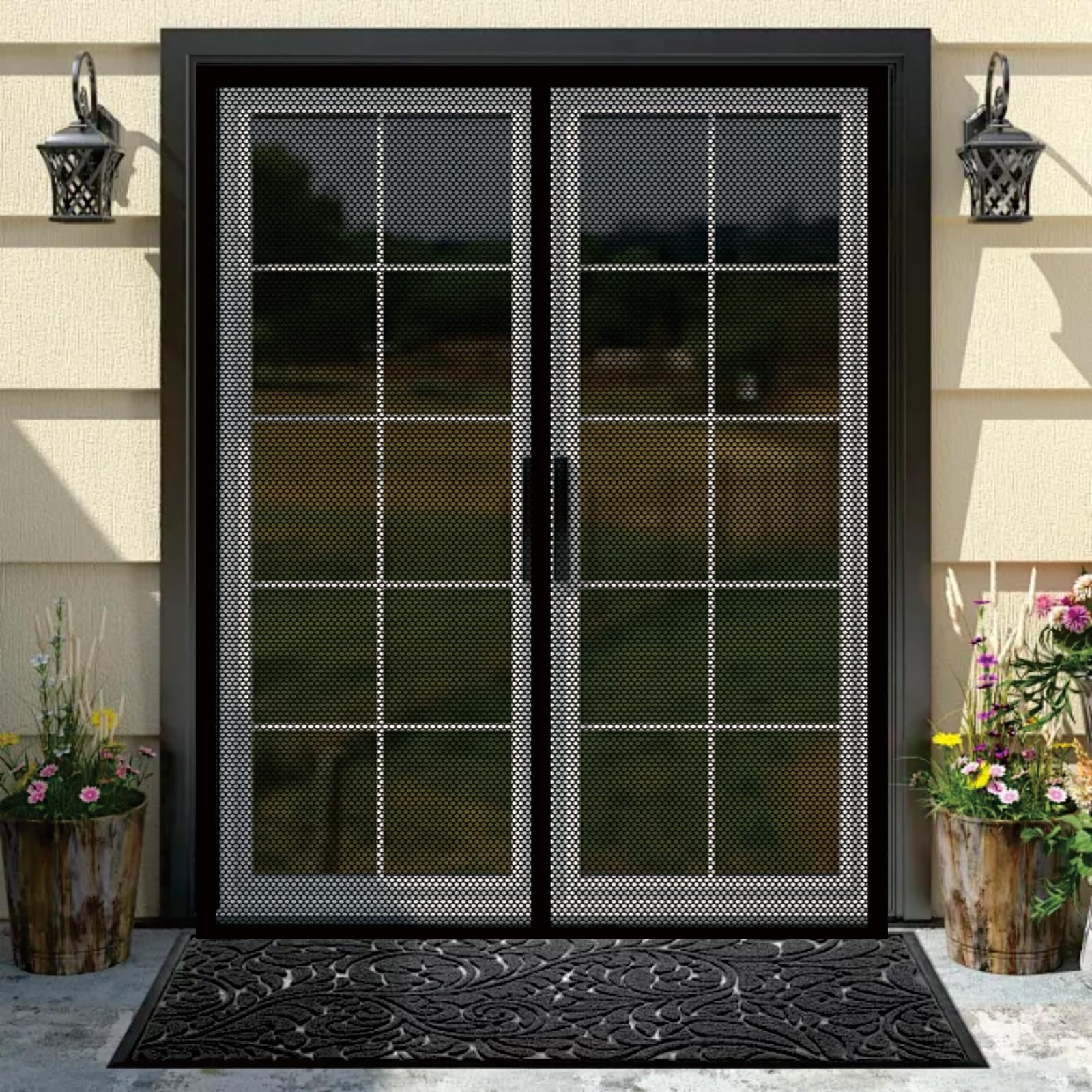 Moustiquaire 62 x 195 cm aimantée en noir pour porte de patio