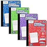 Primary Composition Book, 4 Pack, Primary Ruled Journal, Grades K-2, 7-1/2
