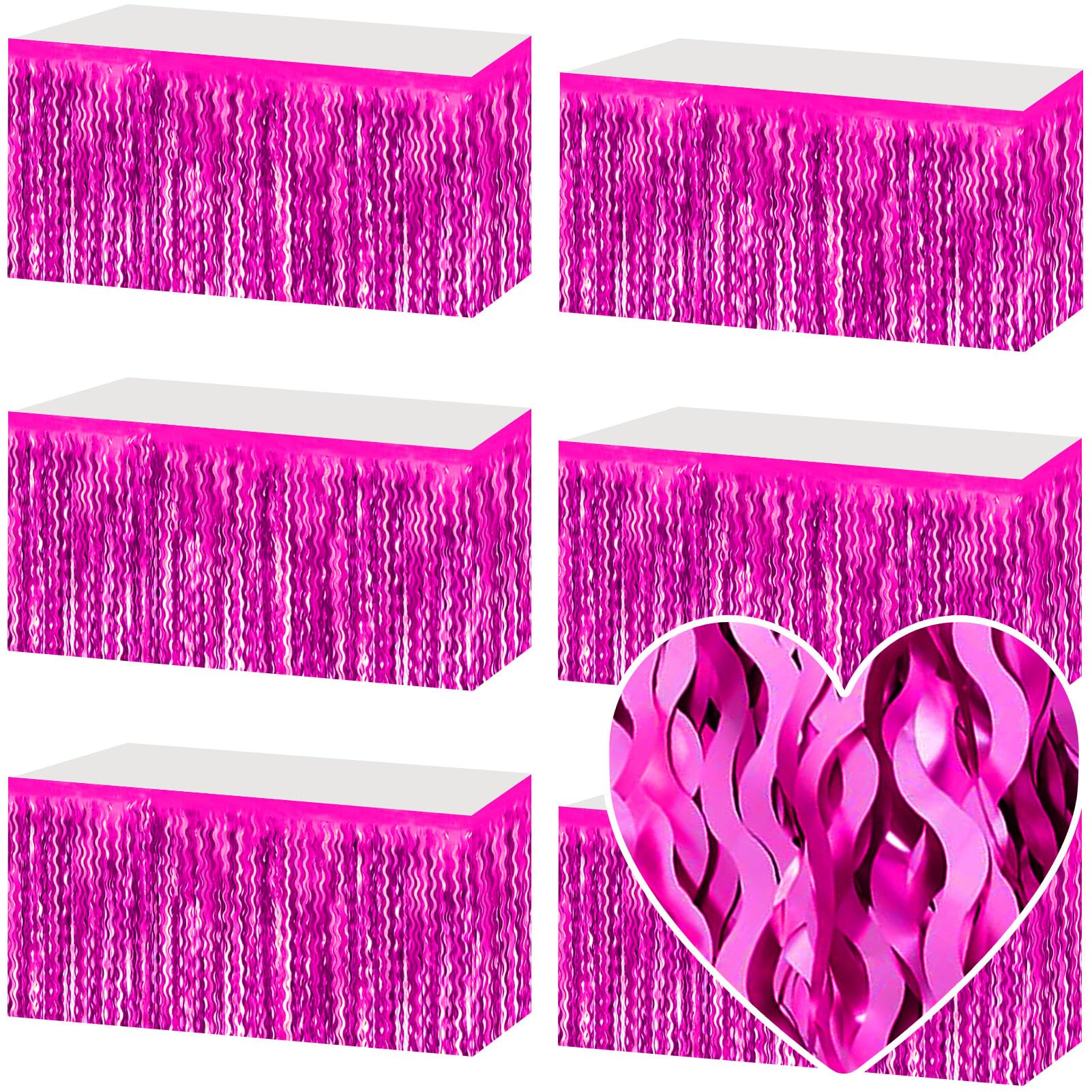 Bannière métallique rose rose 73x274 cm pour jupe de table anniversaire et défilé