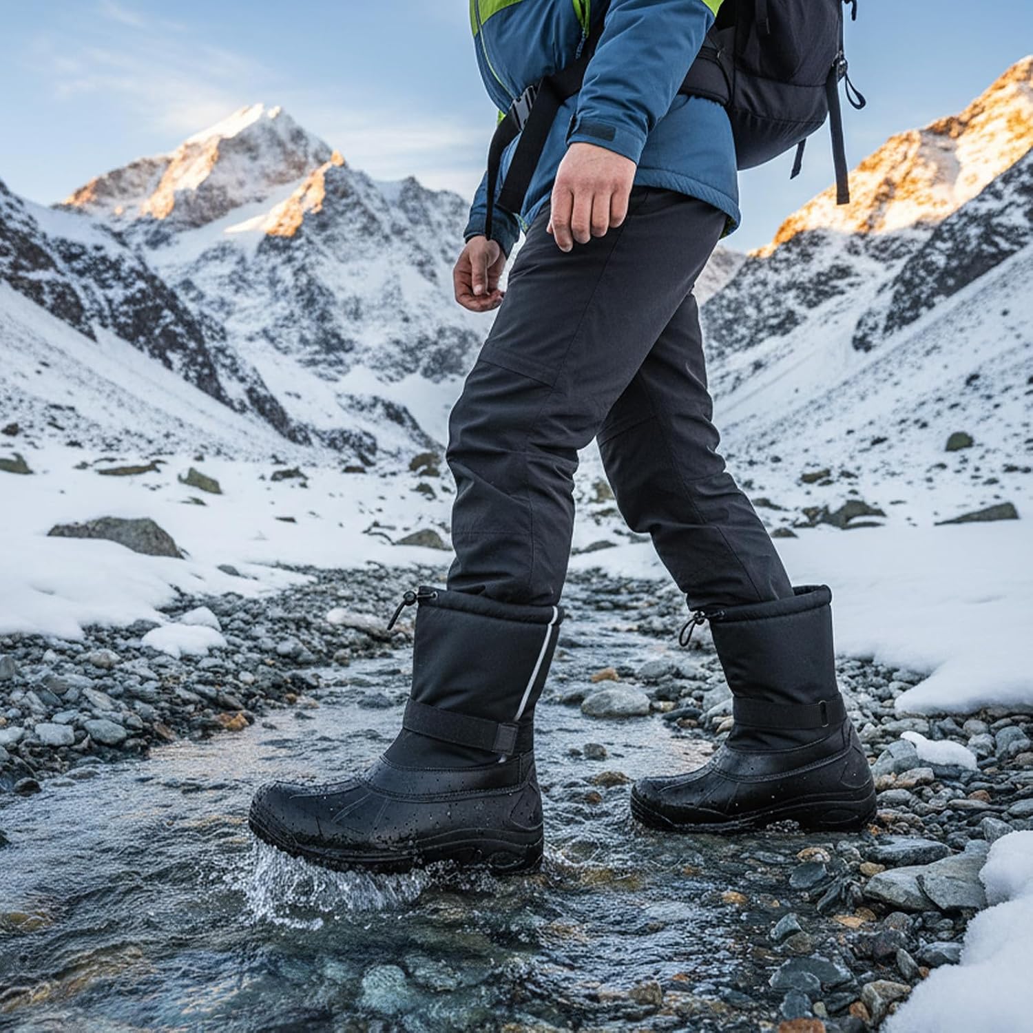 Furuian Snow Boots for Men Winter Boots for Men Waterproof Outdoor Non Slip Hiking Boot Mens Insulated Boot with an Insulated Inner Liner - Image 2