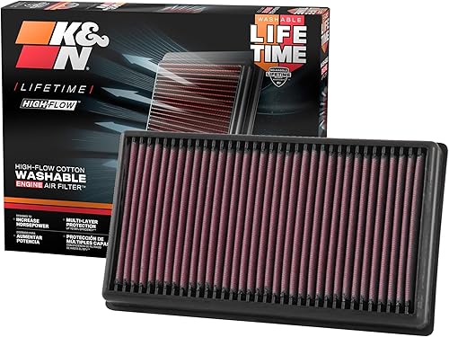 K&N Filtro de aire de motor de por vida original de alto flujo: Aumento de potencia: Premium, Lavable: Compatible con Volkswagen 2017-2025: Atlas,