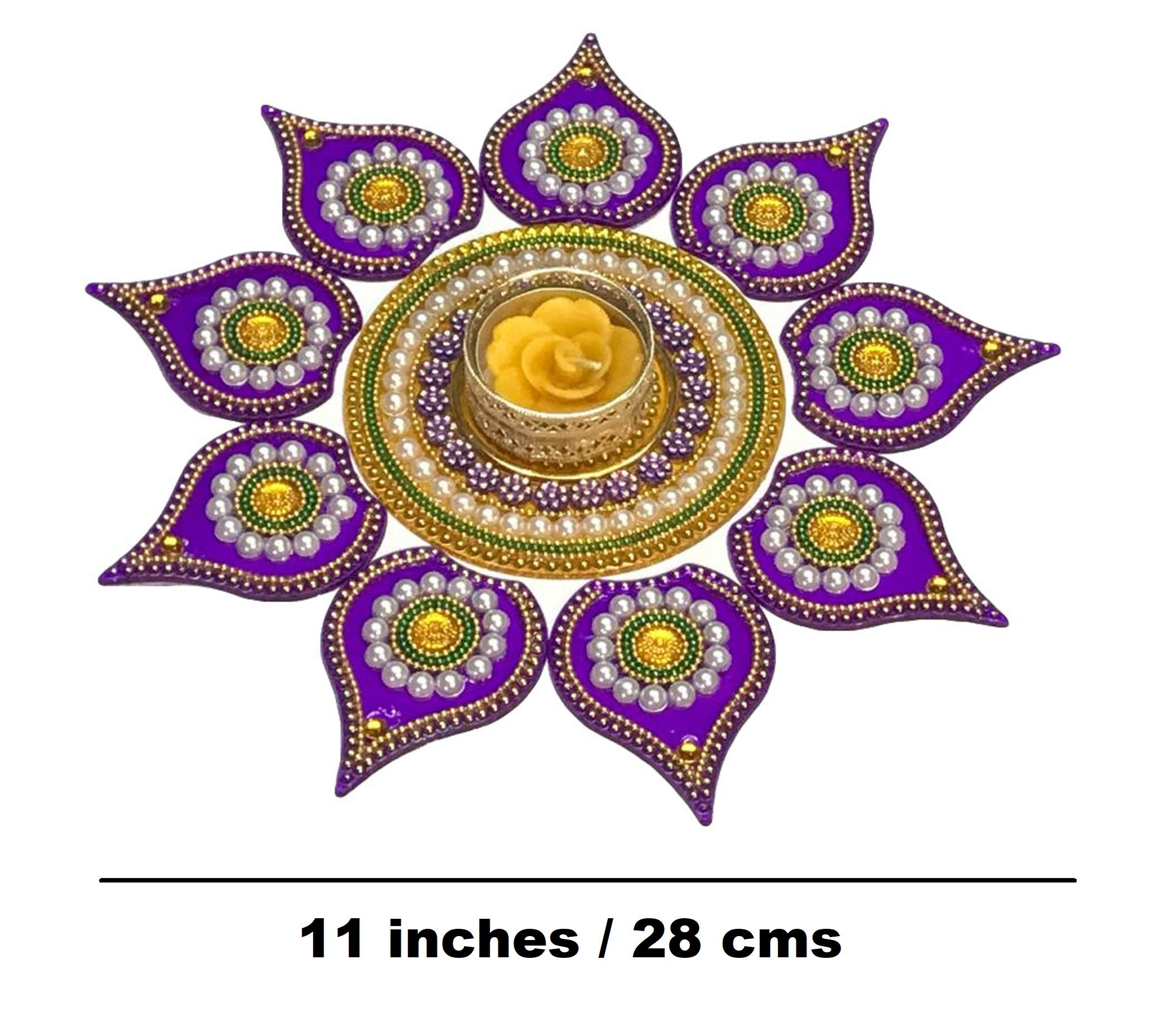 Acrylic Rangoli Set with T Light Holder - Diwali Decor -7