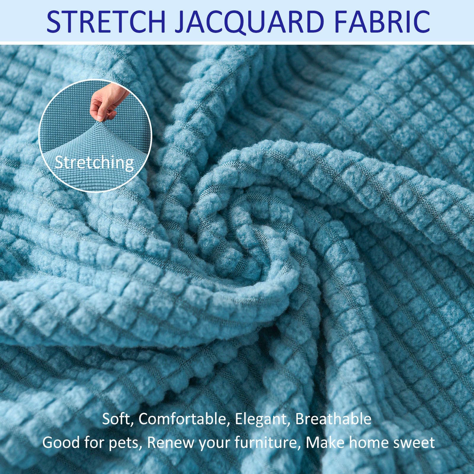 Set di 2 coprisedili elasticizzati per sgabello da bar, in tessuto jacquard, lavabili in lavatrice, per soggiorno, colore: blu