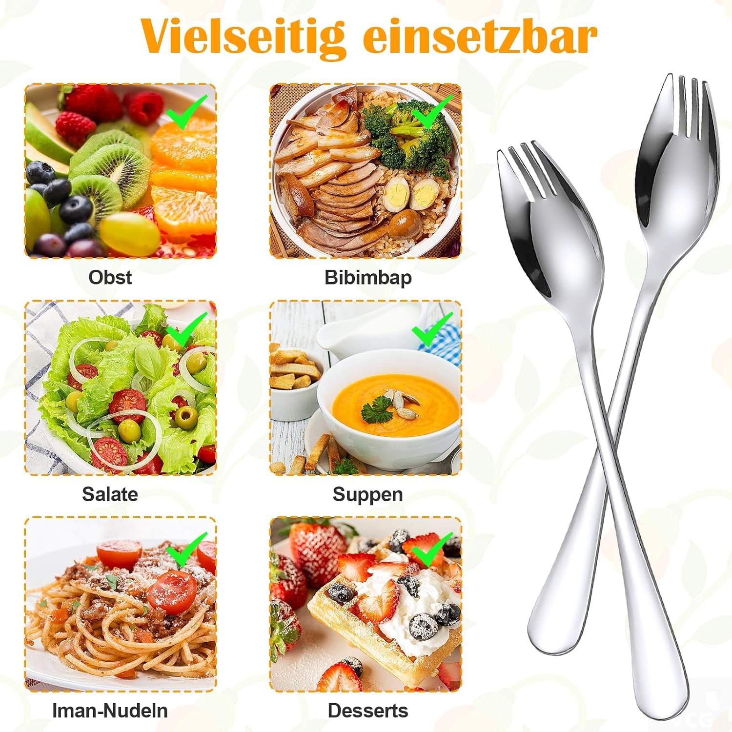 Metal Spork Reusable Sporks,6-Pack Food-grade Stainless Steel Sporks, 7.28 Inches Long Handle Salad Forks For Dessert, Fruit Appetizer Dessert Salad Flatware Set
