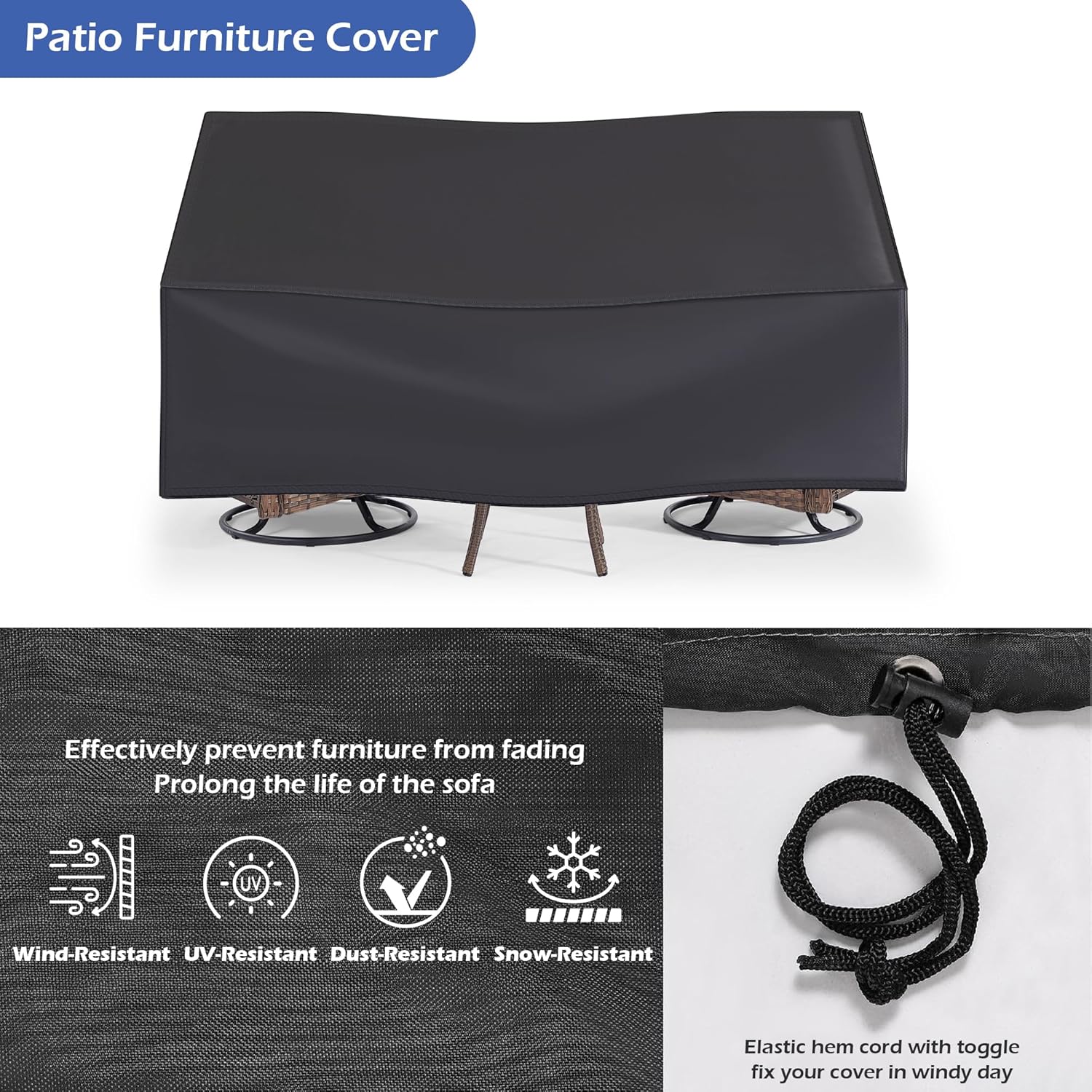 Wumiokio Patio Furniture Sets, 3 Pieces Wicker Outdoor Furniture - 360 Degree Swivel Rocking Chairs and Rattan Side Table for Garden,Porch,Backyard (Brown Wicker/Blue Cushion, 3PCS - Swivel Chairs)