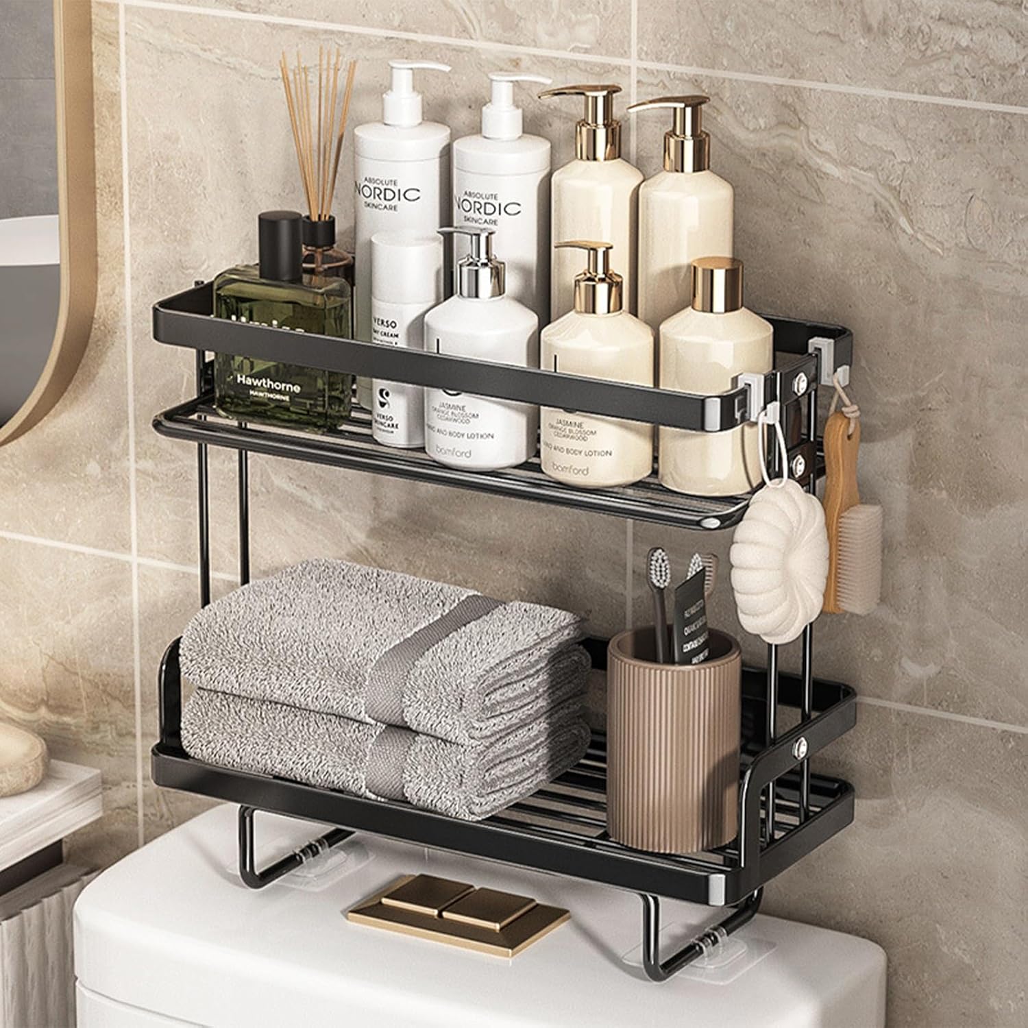 Over The Toilet Storage Shelf, 2 Tier Bathroom Shelf above Toilet for