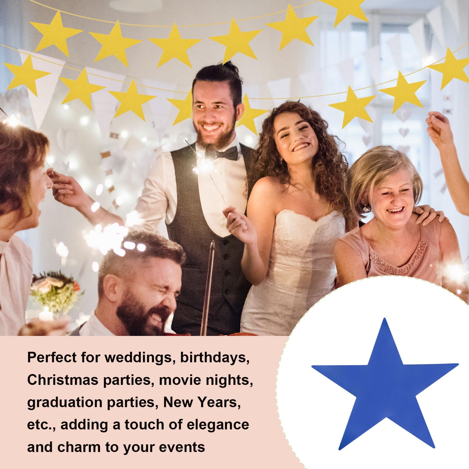QUARKZMAN Recortes Estrellas Azules Decoración, 40 Pcs 6" Estrellas Papel Doble Impresión Confeti Estrellas Cartón Decoraciones para Tablero Anuncios Pared Fiesta En El Aula