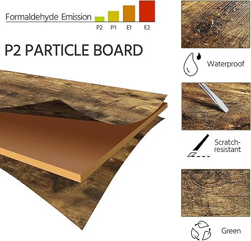 Miniatura 4 de Topeakmart Juego de mesa de cocina industrial, juego de mesa de comedor de 3 piezas con diseño que ahorra espacio, tubos de metal con recubrimiento