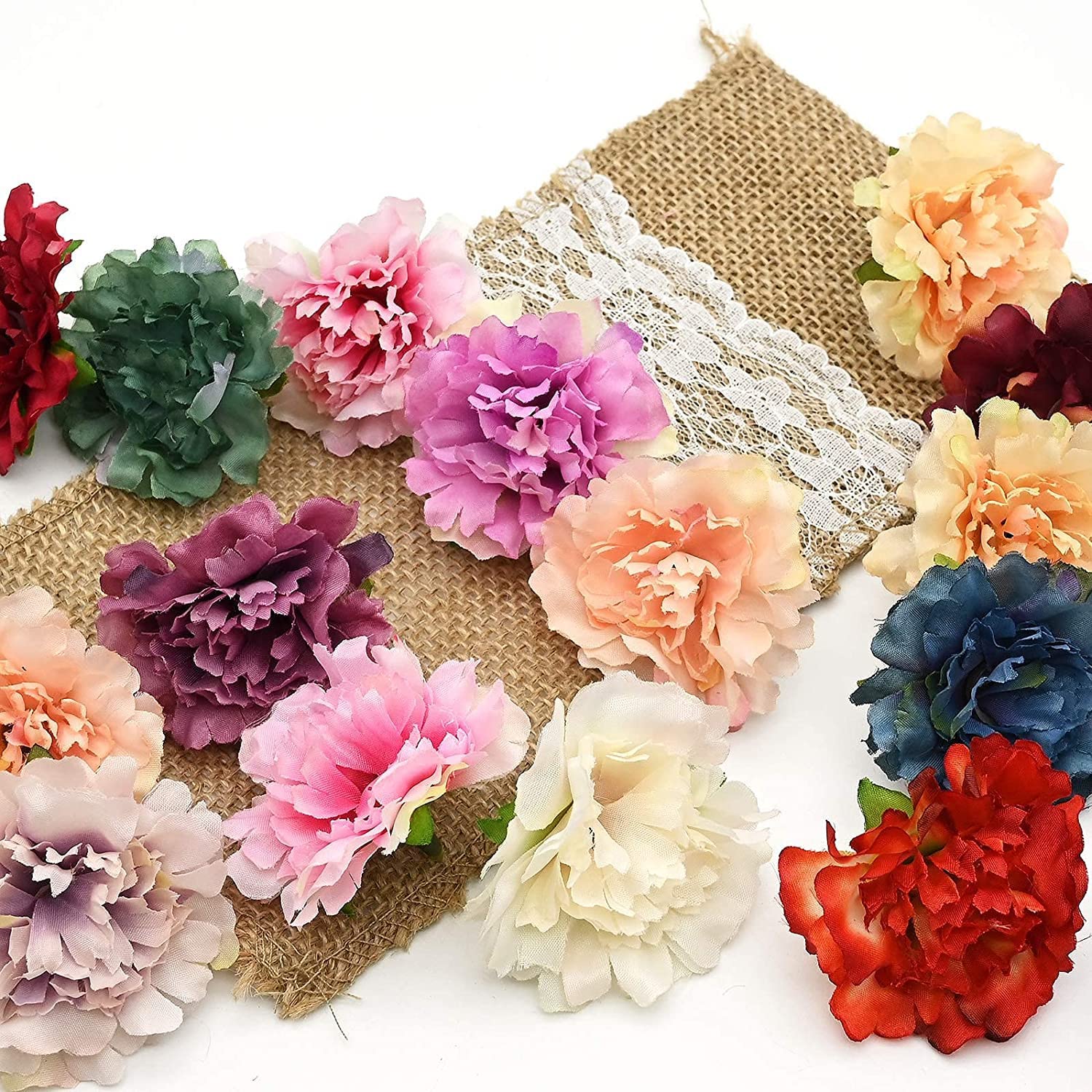 40 Fiori Artificiali Teste Colorate Per Decorazioni – Multicolore, Diametro 5cm, Per Feste E Matrimoni Fai-da-Te - 2