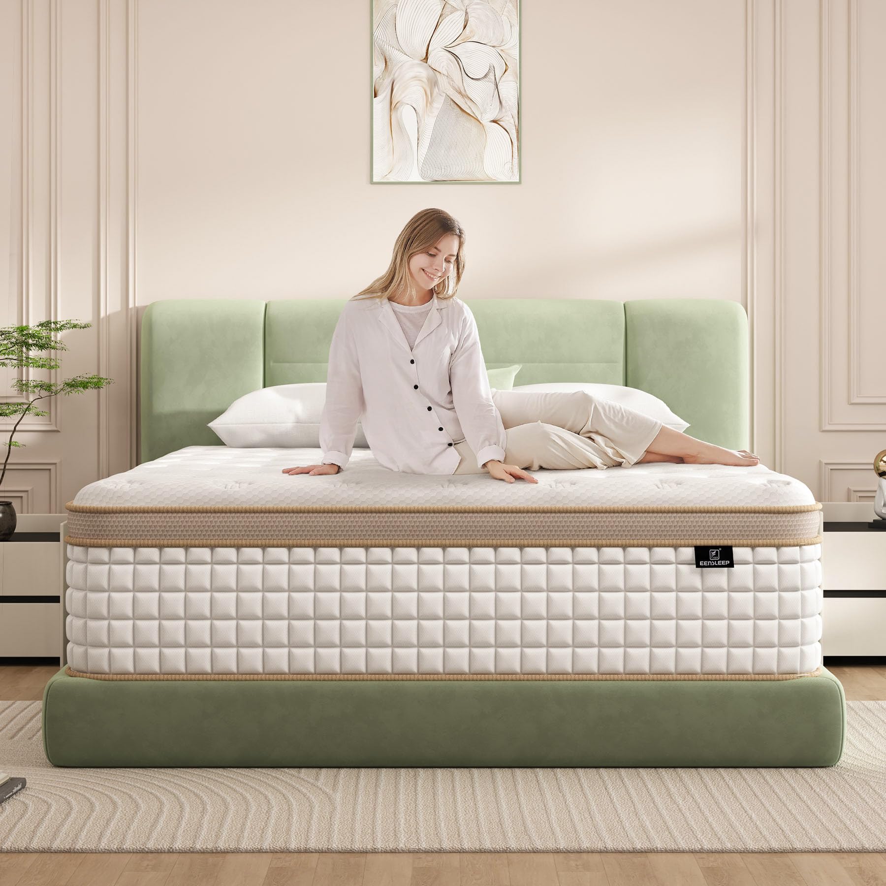 Queen Mattress, 12 Inch Hybrid Mattress in a Box, Memory Foam and Individual Pocket Springs, Innerspring Medium Firm for Pressure Relief, Edge Support, Comfy and Breathable, CertiPUR-US