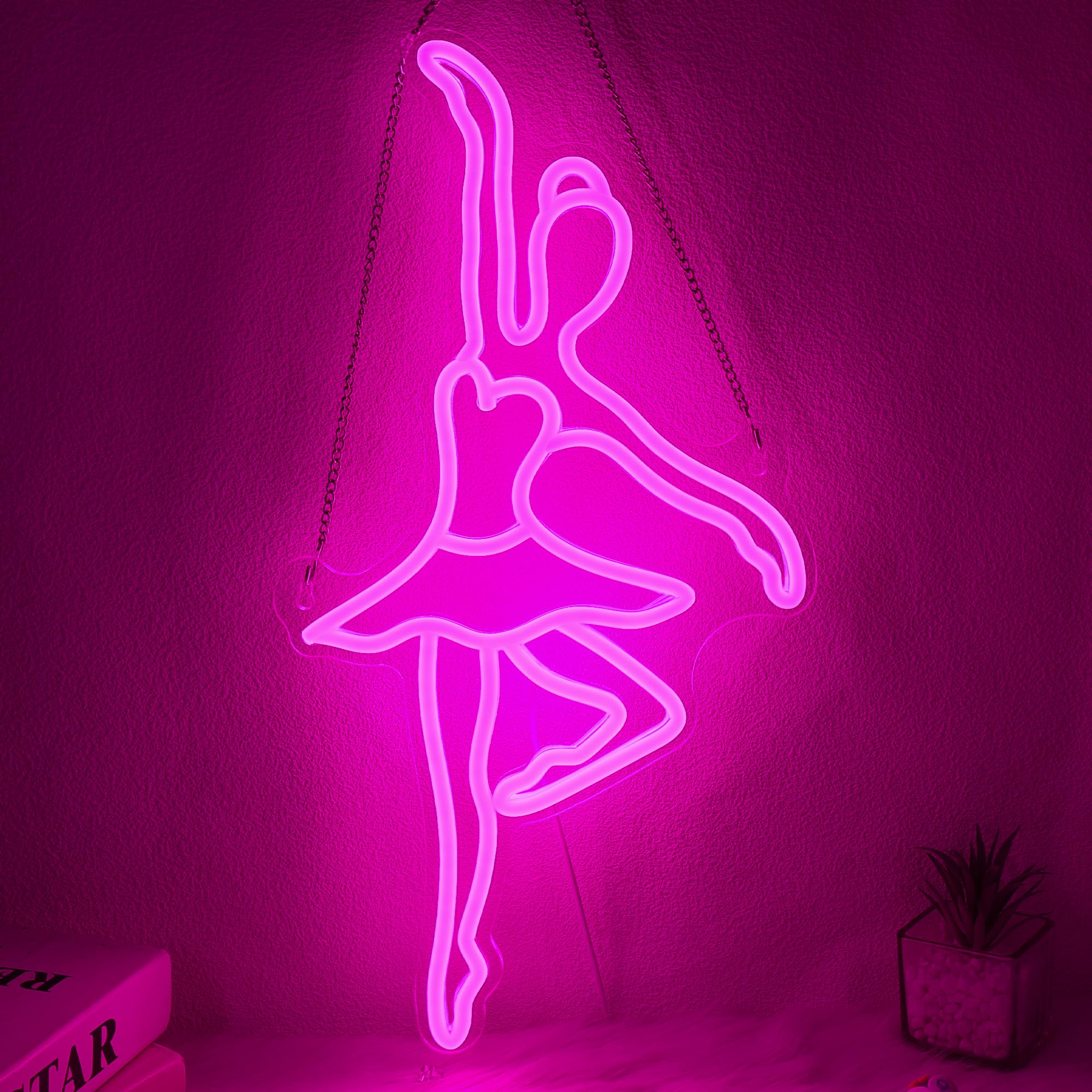 OkiyiD Ballerina Gifts, Ballet Neon Sign for Bedroom Living Room Home Club Dance Studio, 5V USB Power with Hanging Chain Hooks, Dance Recital Gifts for Girls — image 1