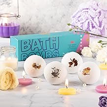 White Round Bath Bomb with Flower Buds & Petals| Rose, Lavender, Ylang Ylang, Musk Fragrance Bath Bomb| Perfect Bath Gift for Kids, Men & Women - 65 Grams Each (Pack of 4)