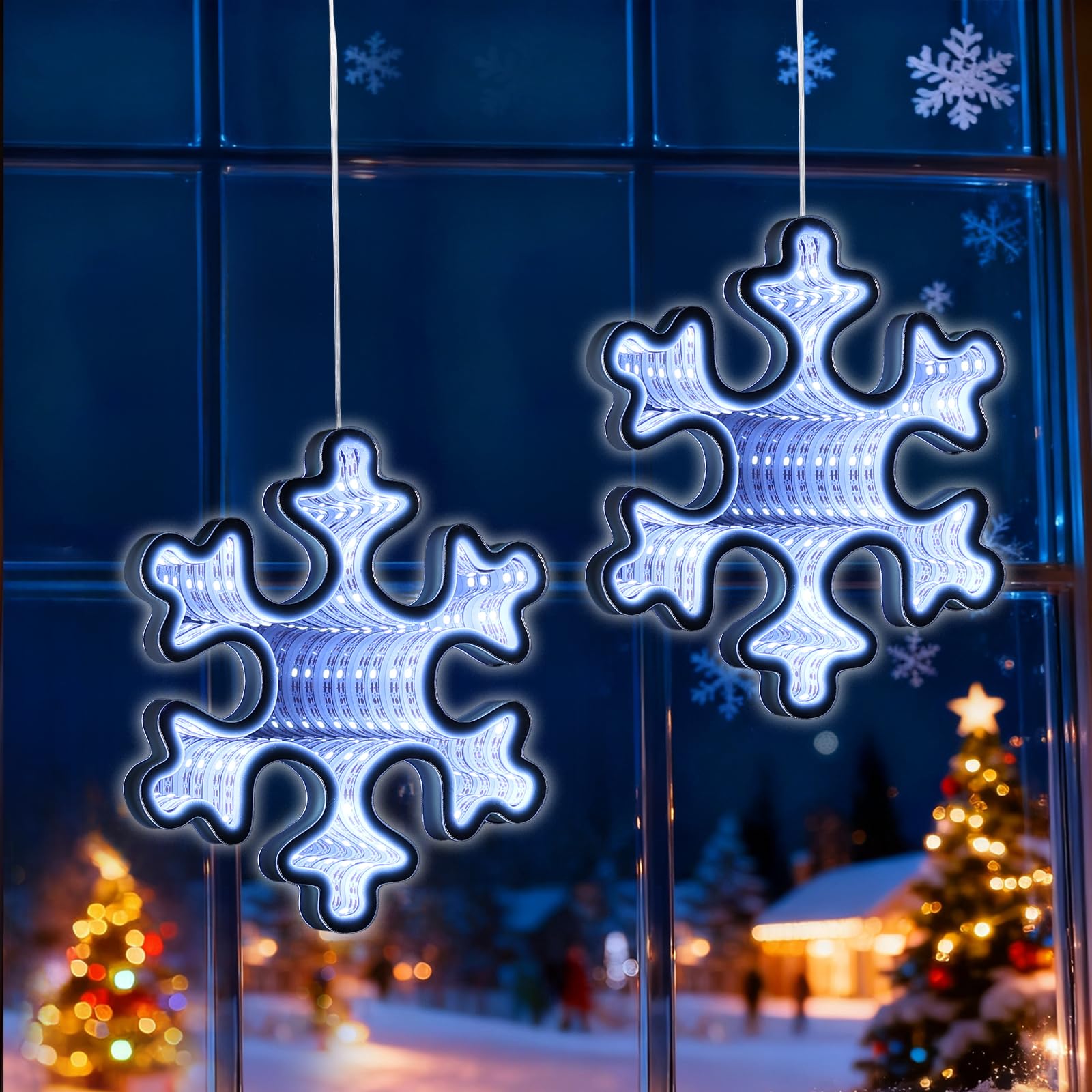 3 striscioni con fiocco di neve, senza fai da te, blu, viola, inverno, fiocco di neve, per decorazioni da appendere con fiocco di neve, decorazione