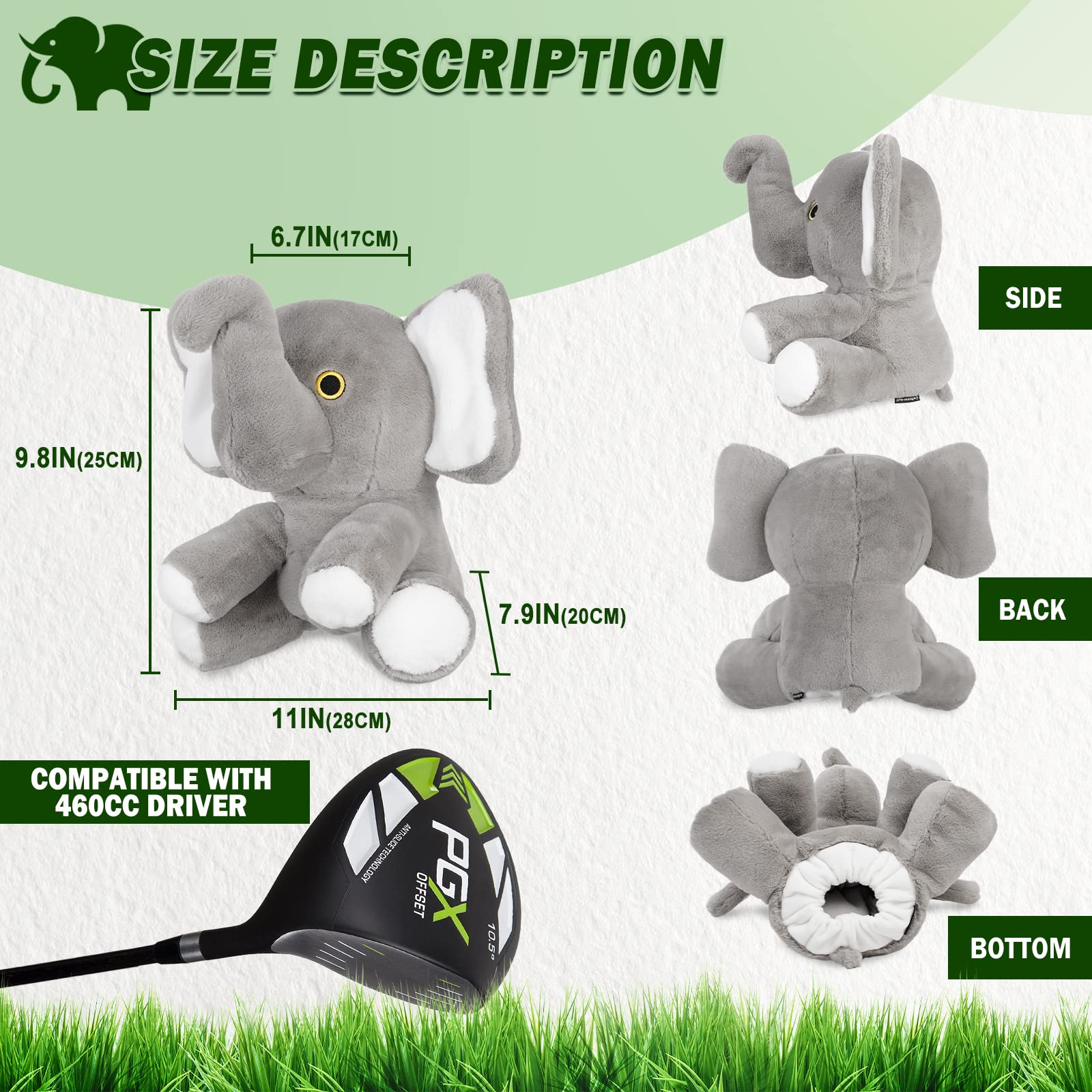 Golf Club Driver Headcovers Grey, 460cc Great Gift Idea for Men Women Who Love Golf Also for Kids