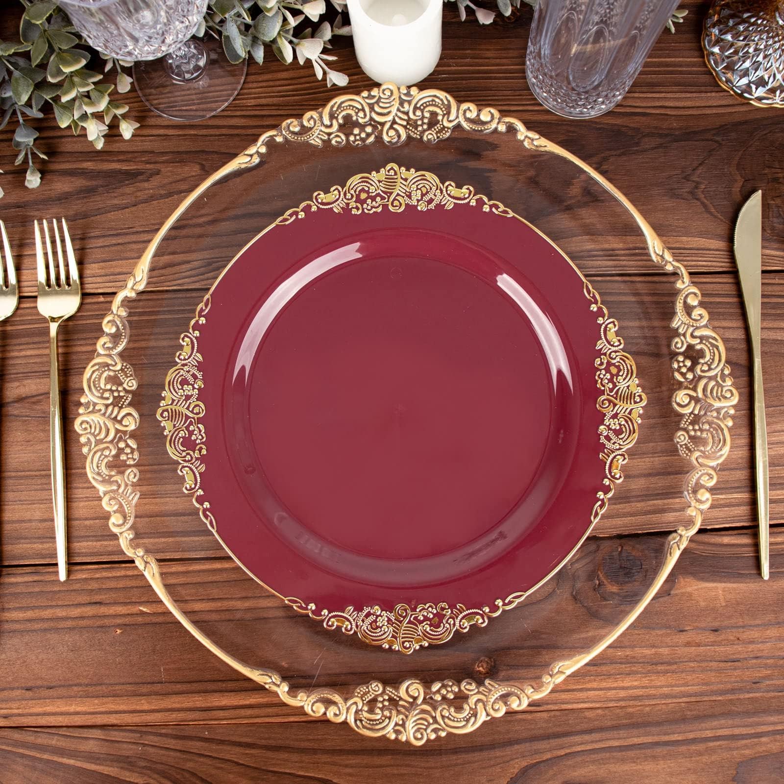 Efavormart 25 Pack 7" Geometric Burgundy Dessert