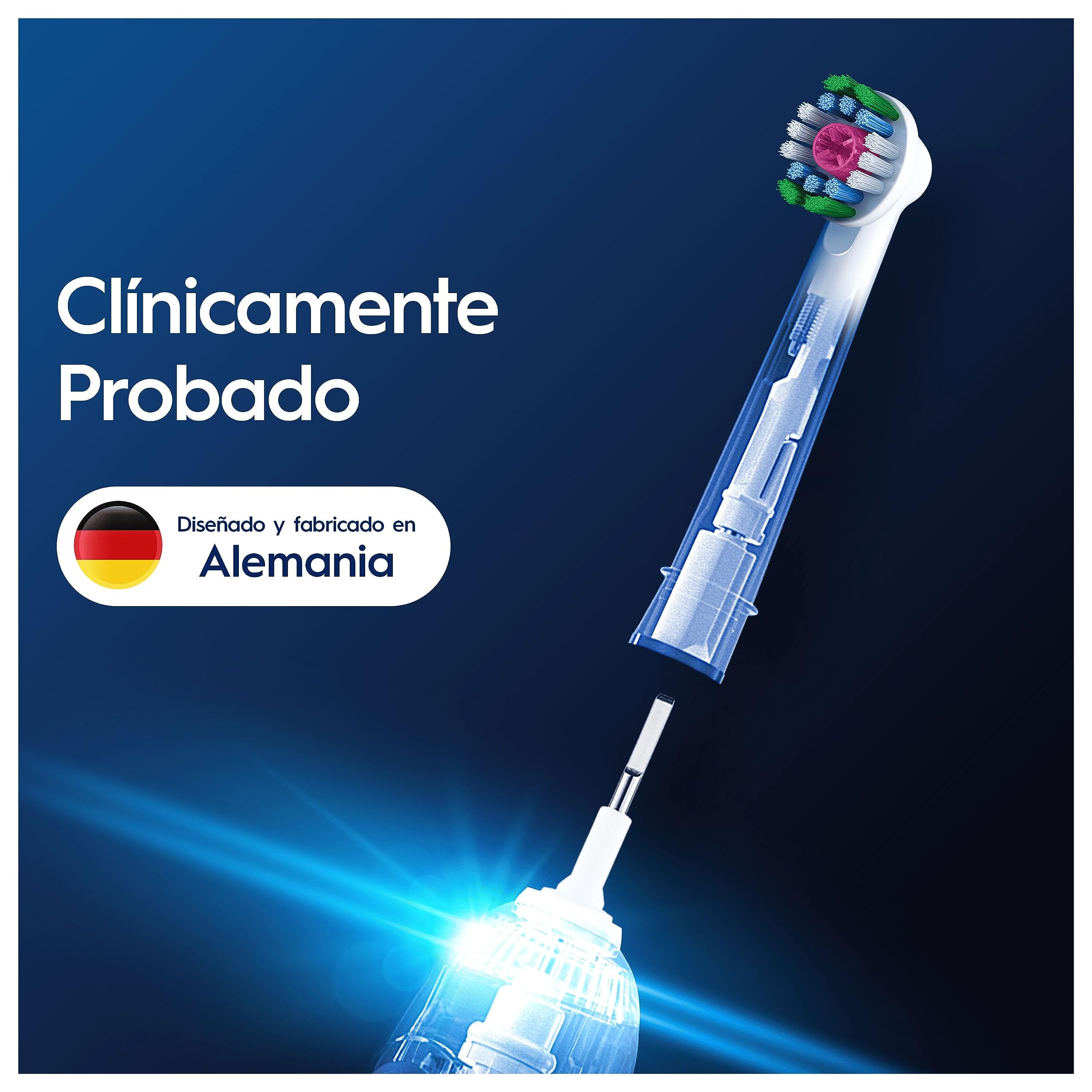 Oral-B 3D White Cabezales de Recambio Originales, Blanco, Pack de 8 - Recambios para Cepillo Eléctrico Oral B Pro, con Copa Pulidora para Eliminar Manchas, Efecto Blanqueador, Embalaje de Cartón