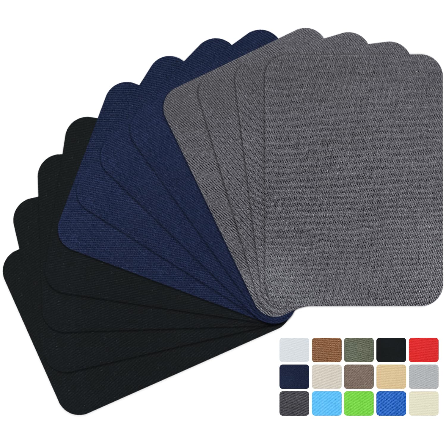 12Pcs Fabric Repair Patches, Iron-on Patches Inside & Outside for Clothing, Premium Quality Patches with Strongest Glue, Size 3" by 4-1/4" (7.5 cm x 10.5 cm) Mix Colors 5