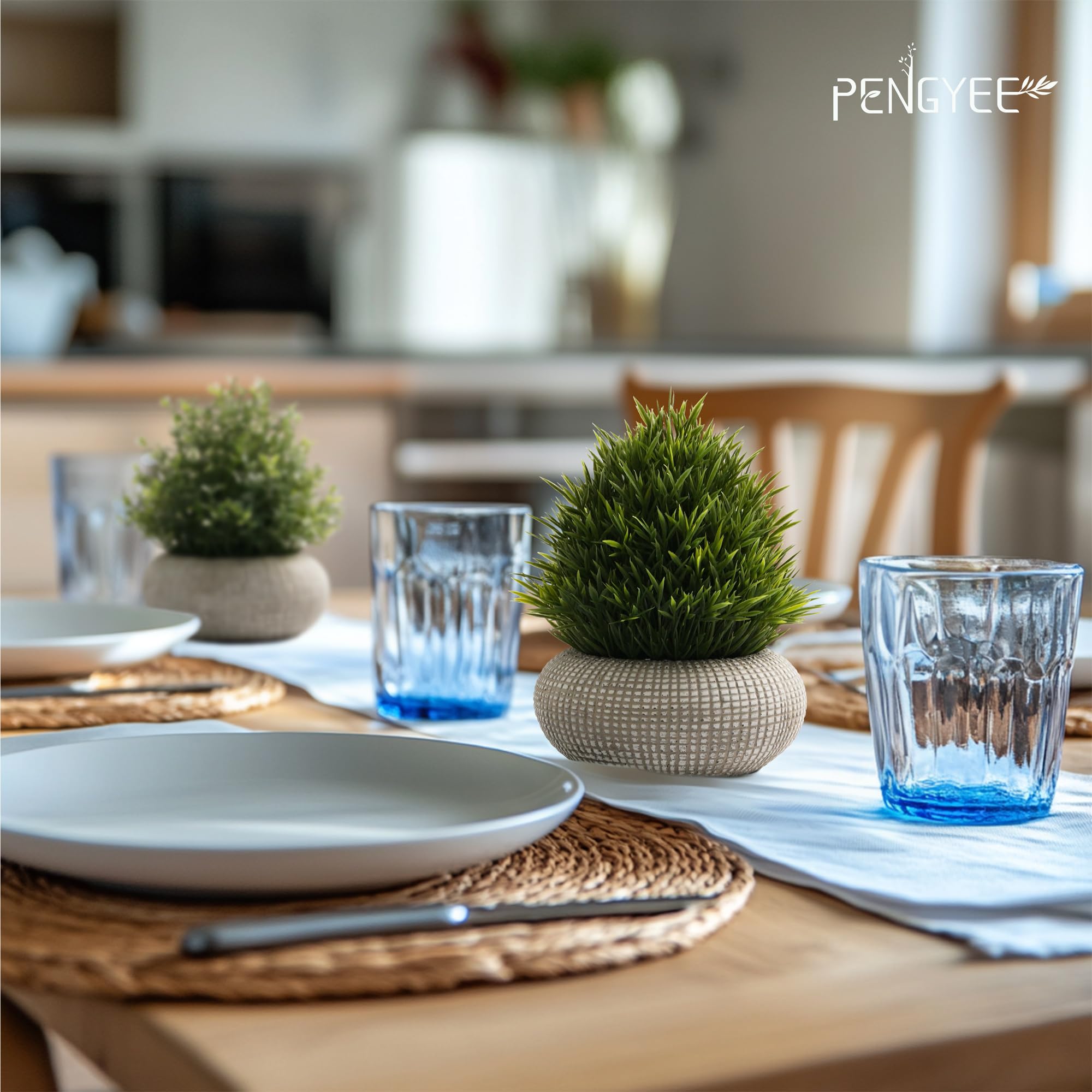 Confezione da 2 piccole piante artificiali per interni, piccole piante finte da interno in vaso di cemento, piante finte per bagno, camera da letto, cucina, decorazione per la casa, tutte