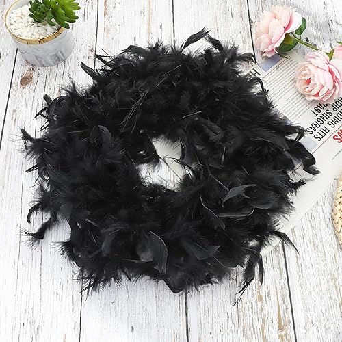 Miniatura 3 de HaiMay Paquete de 2 boas de plumas de pavo para fiestas de ropa de manualidades, 4.4 yardas 40G60G80G Boas de plumas