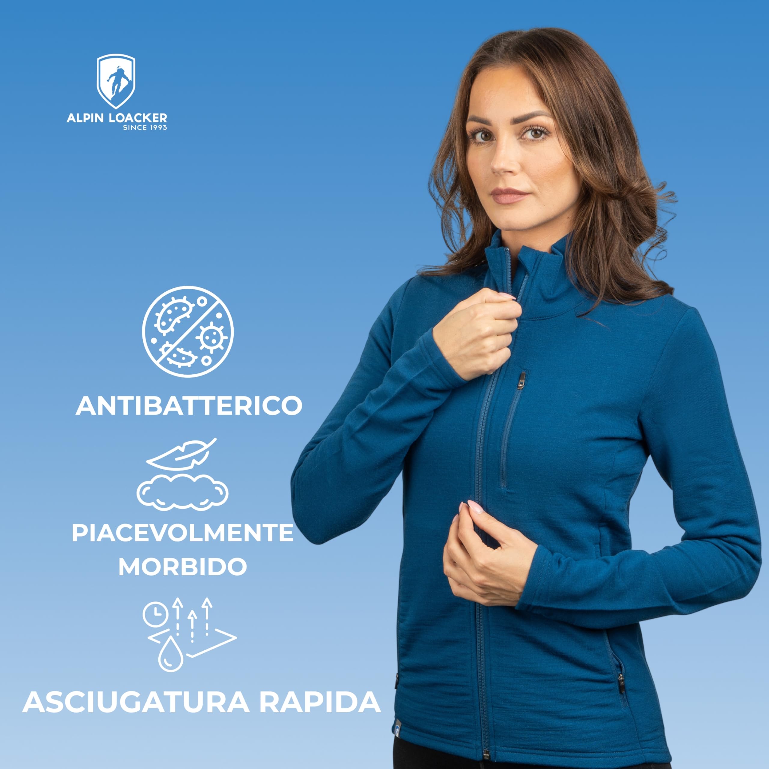 ALPIN LOACKER giacca termica donna di lana merino per l'outdoor e sportiva