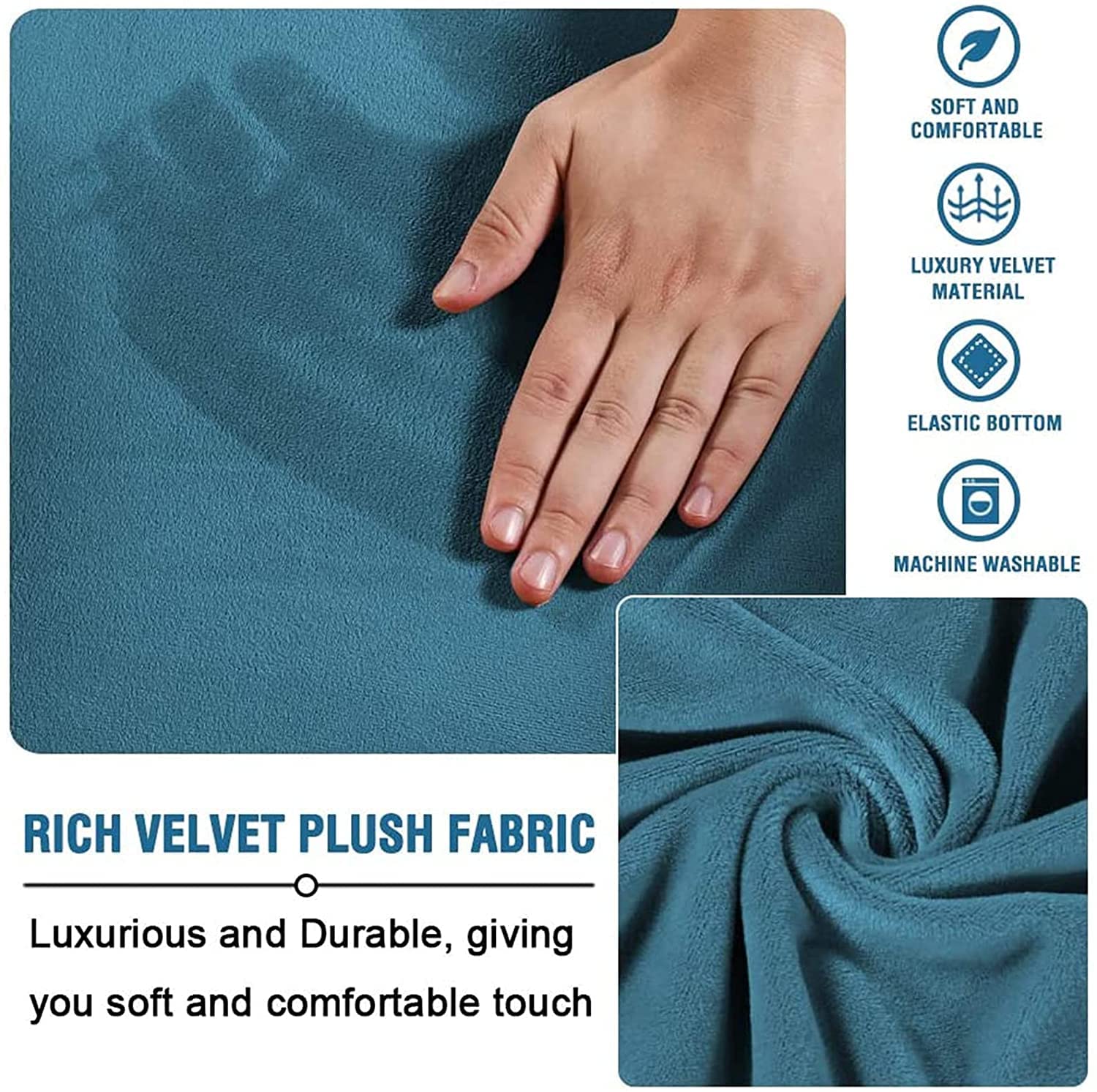 Copri Pouf Rotondo In Velluto Elasticizzato - Grigio Per Ottomana 48-55cm, Copertura Decorativa - Foto 8