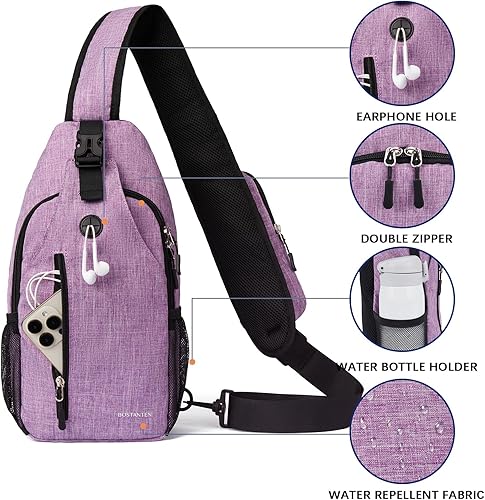 Miniatura 4 de BOSTANTEN Bolso bandolera, mochila cruzada para el hombro, bolsa de pecho para hombres y mujeres, viajes, senderismo, mochila casual