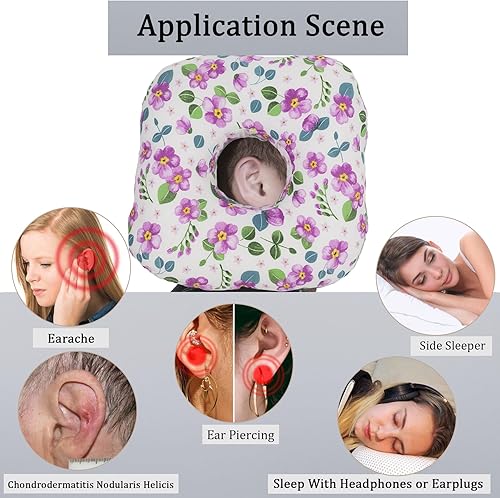 Vista 179 de Almohada perforadora de oreja para dormir de lado, almohada con un orificio para la oreja para CNH y dolor de oído, inflamación de oído, úlceras por