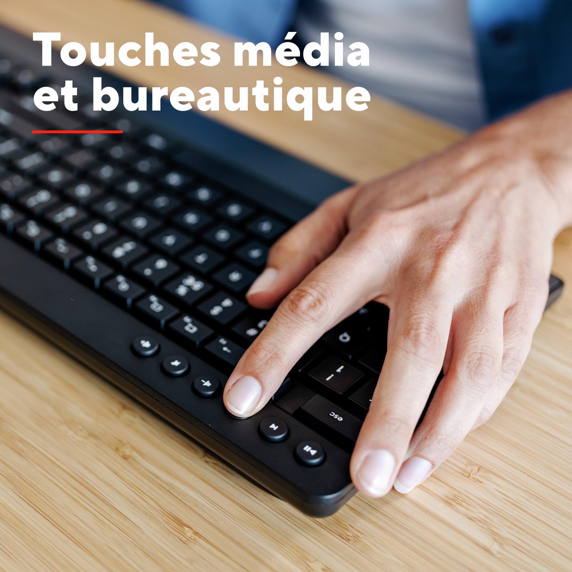 Trust Trezo Ensemble Clavier Souris sans Fil, AZERTY Français, Noir | Conception Durable, Clavier Silencieux et Ergonomique, Batterie Longue Durée 48 Mois, 2.4 GHz, PC, Portable, Ordinateur
