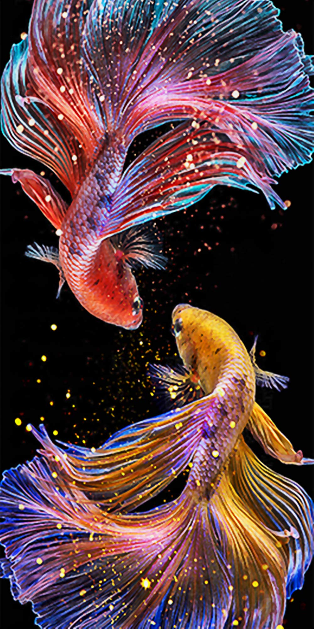 Pintura de Diamante 5D Completo DIY Diamond Art Kits Bonito pez Cola Para Adultos Rhinestone Bordado Cuadros Diamantes 5D Punto de Cruz Artes Artesanías Manualidades Mosaico Para Decoración 45x85cm