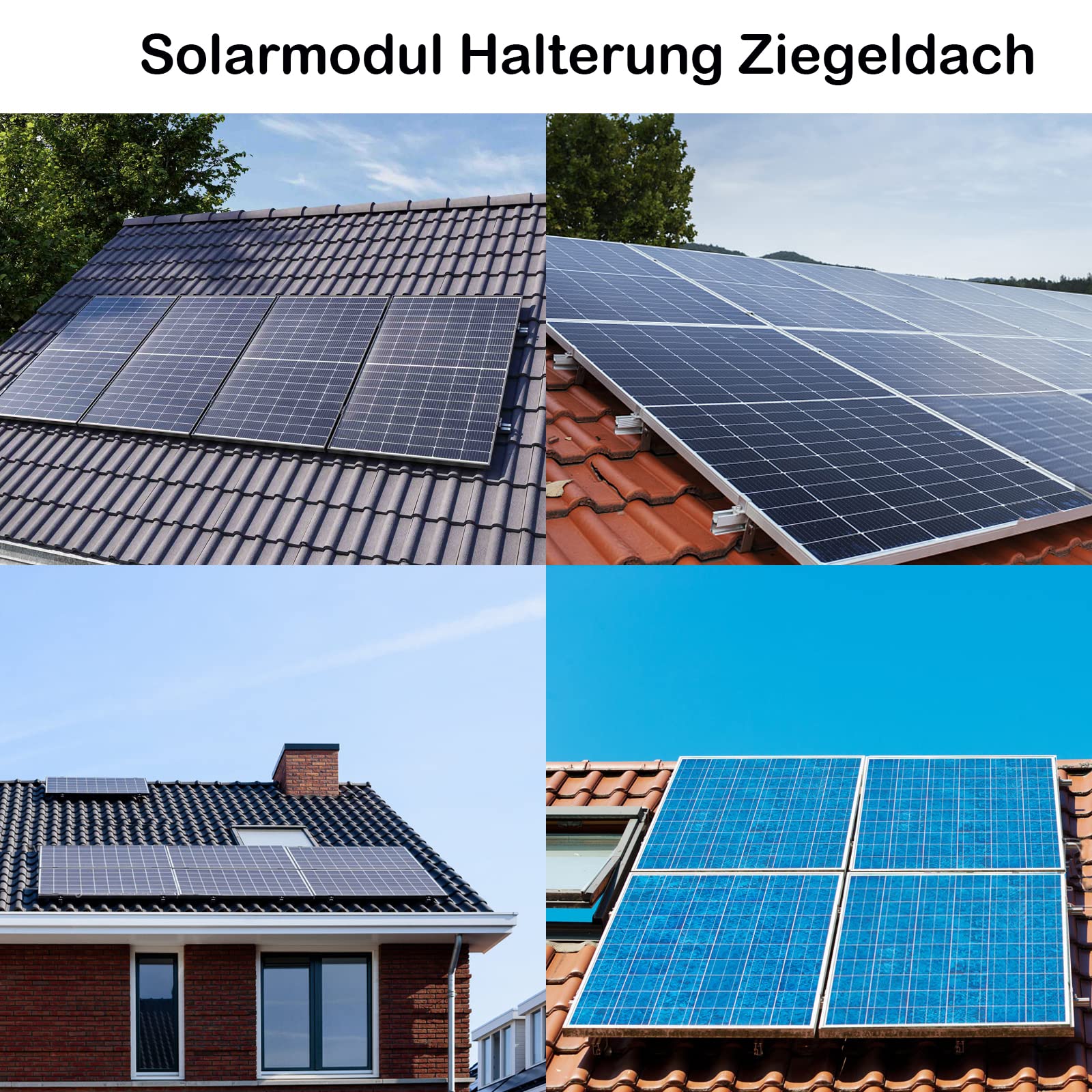 Warmfay Juego de montaje solar para techo de ladrillo, riel de montaje fotovoltaico, gancho para techo para 4 módulos, panel solar aplicable, paneles solares de grosor 30-35 mm