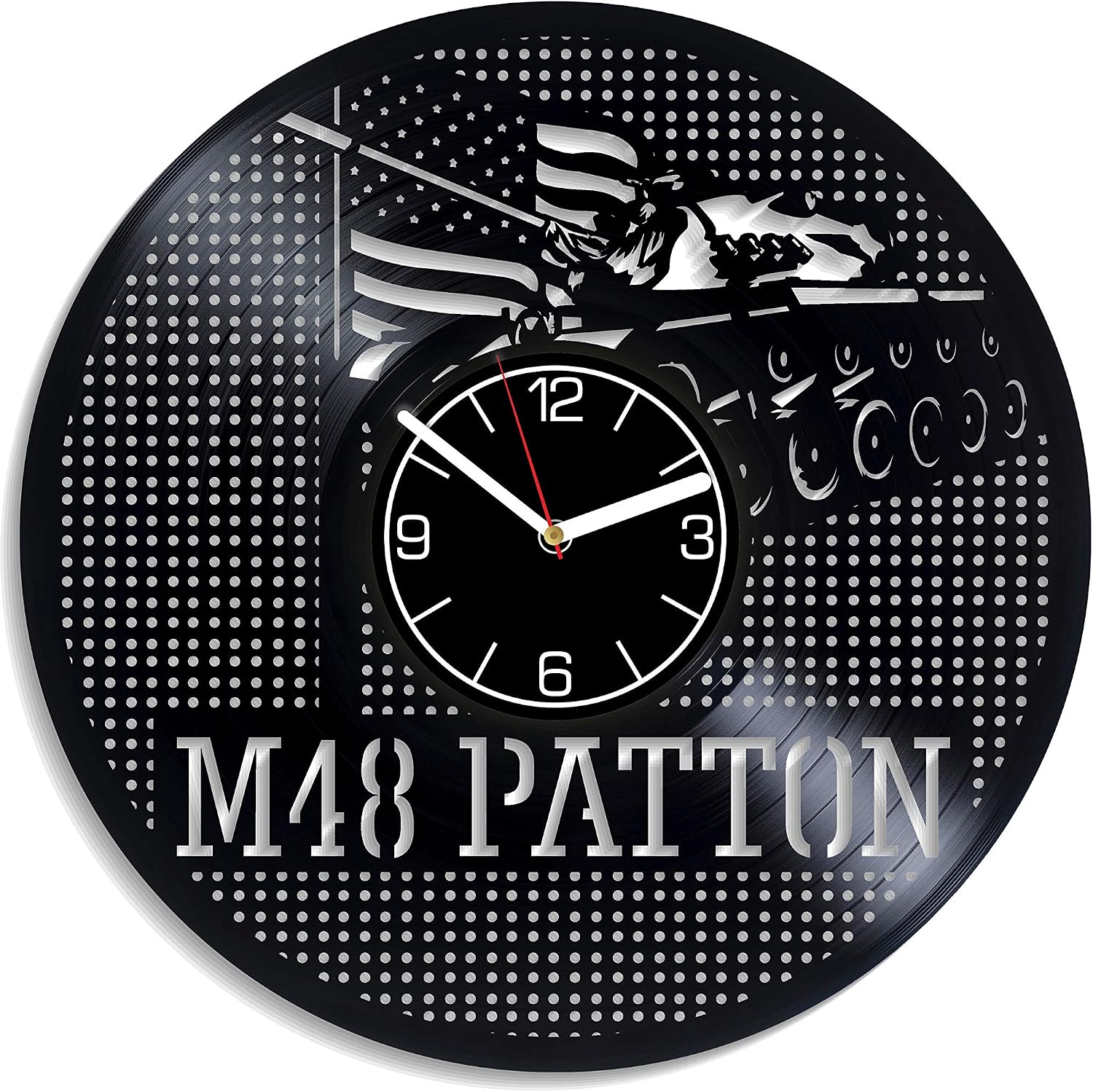 M48 Patton Vinyl Record Wall Clock Tank Decoration 12 inch Wall Clock M48 Patton Art Birthday Gift for Boy Tank Wall Art Weapon Wall Clock Modern M48 Patton Xmas Gift for Man