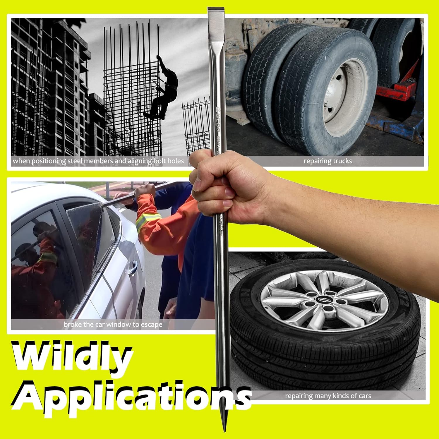 WEDO Pry Bar Stainless Steel,Pinch Bar, Pinch Point,Connecting Bar,Line-Up Pry Bar,Anti-Corrosion, High Strength, Polished,length 20"