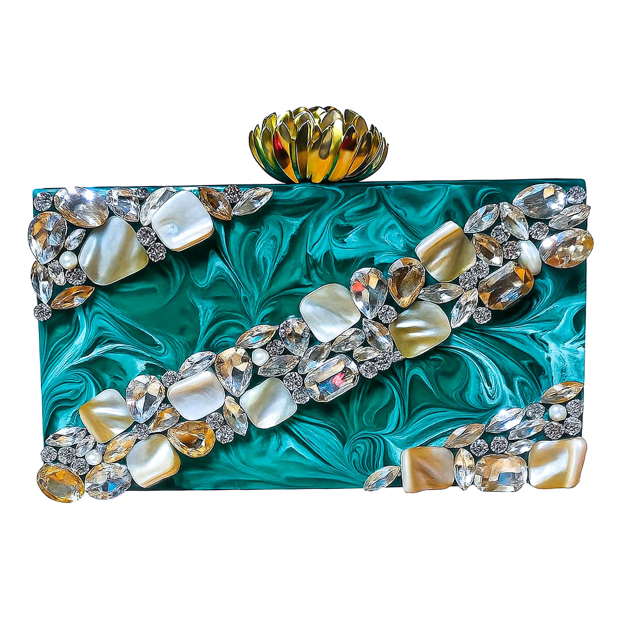 tz handicraft Resin Clutch For Women Daily Use Crystals & Mother of Pearl Work Elegant Bridal Clutch Bridesmaid Gift Party Handbag Stylish Purse for Wedding-picture-23