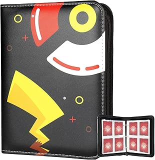 Trading Card Binder with Collectors Sleeves - 400 Cards with 50 Removable Collection Page Card Holder Album for Zipper Binder Holder Folder Storage Organizer for Boys Girls