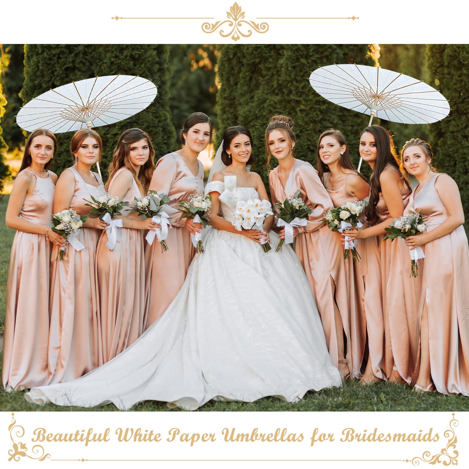 Weiße Papierschirme, 84 cm, geölt, chinesischer und japanischer Stil, weiße Papier-Sonnenschirme, Großpackung für DIY-Malerei, Hochzeit, Brautparty, Deckendekoration, 40 Stück