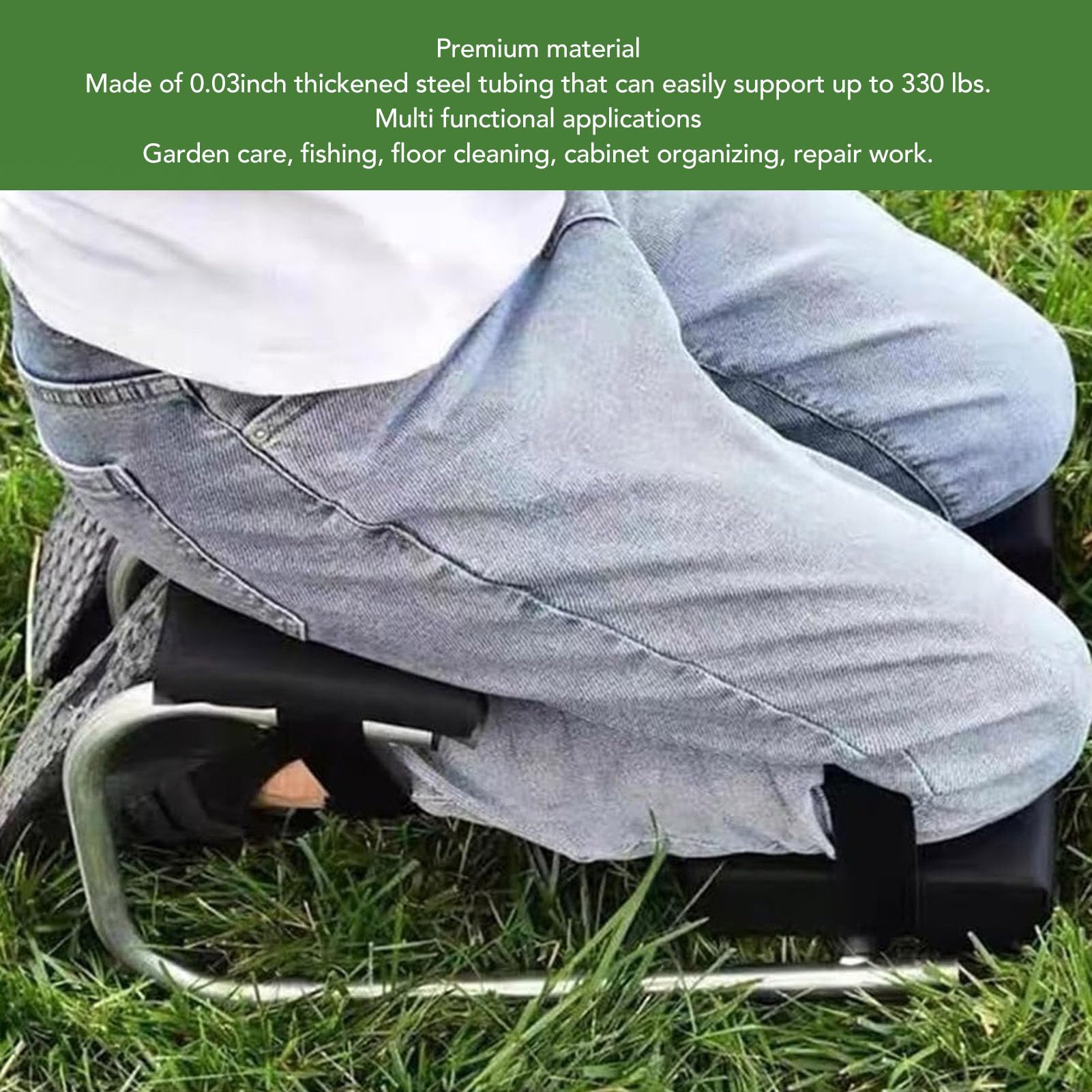 TOPINCN Rodillera de Acero Inoxidable Ergonómica para Tobillo, Rodillera para Pierna, Trabajo de Jardinería, Arrodilladores de Jardín para Personas Mayores, Herramientas de Jardinería (Black)
