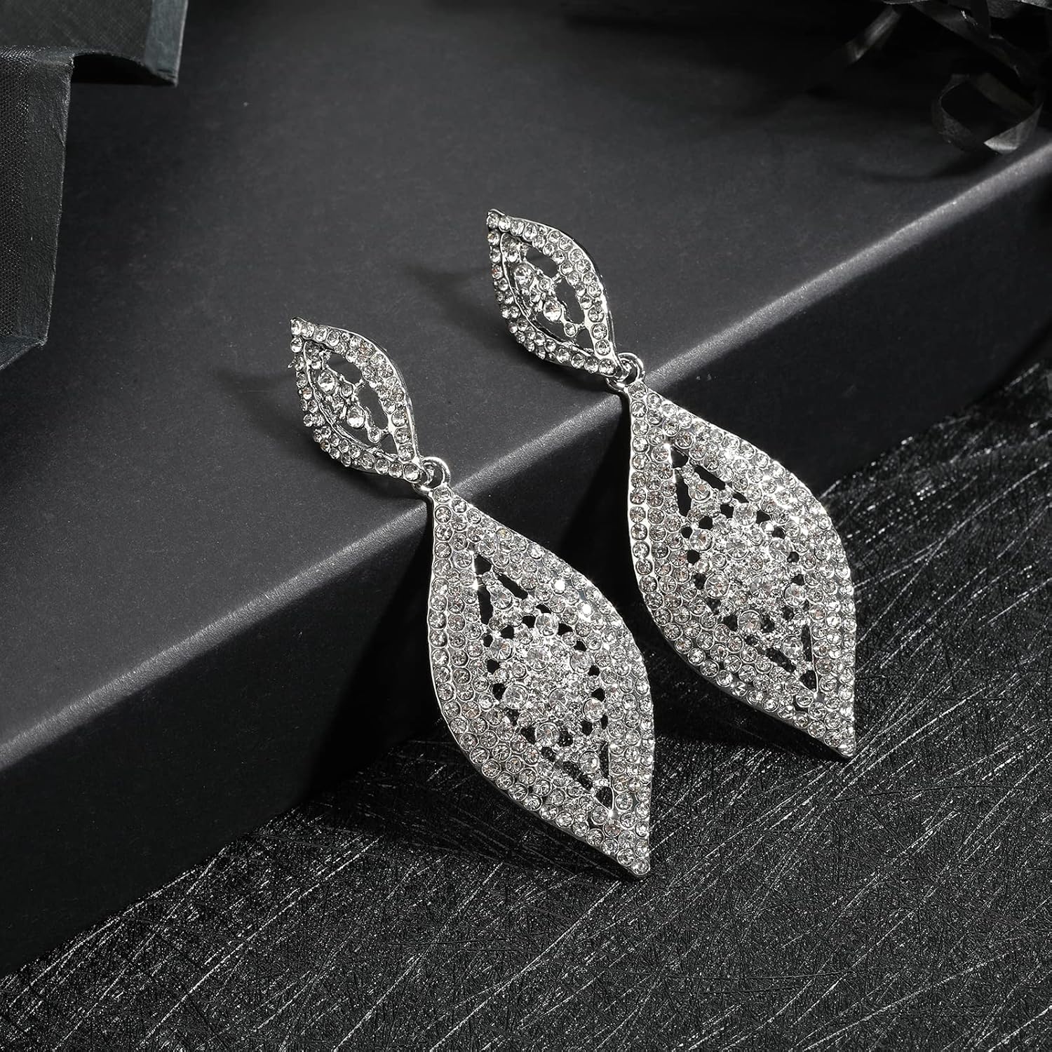 Elegant Rhinestone Dangle Earrings Crystal Wedding Bridal Long Dangling Drop Earrings Chandlier Earrings for Women Bridesmaid - Image 6